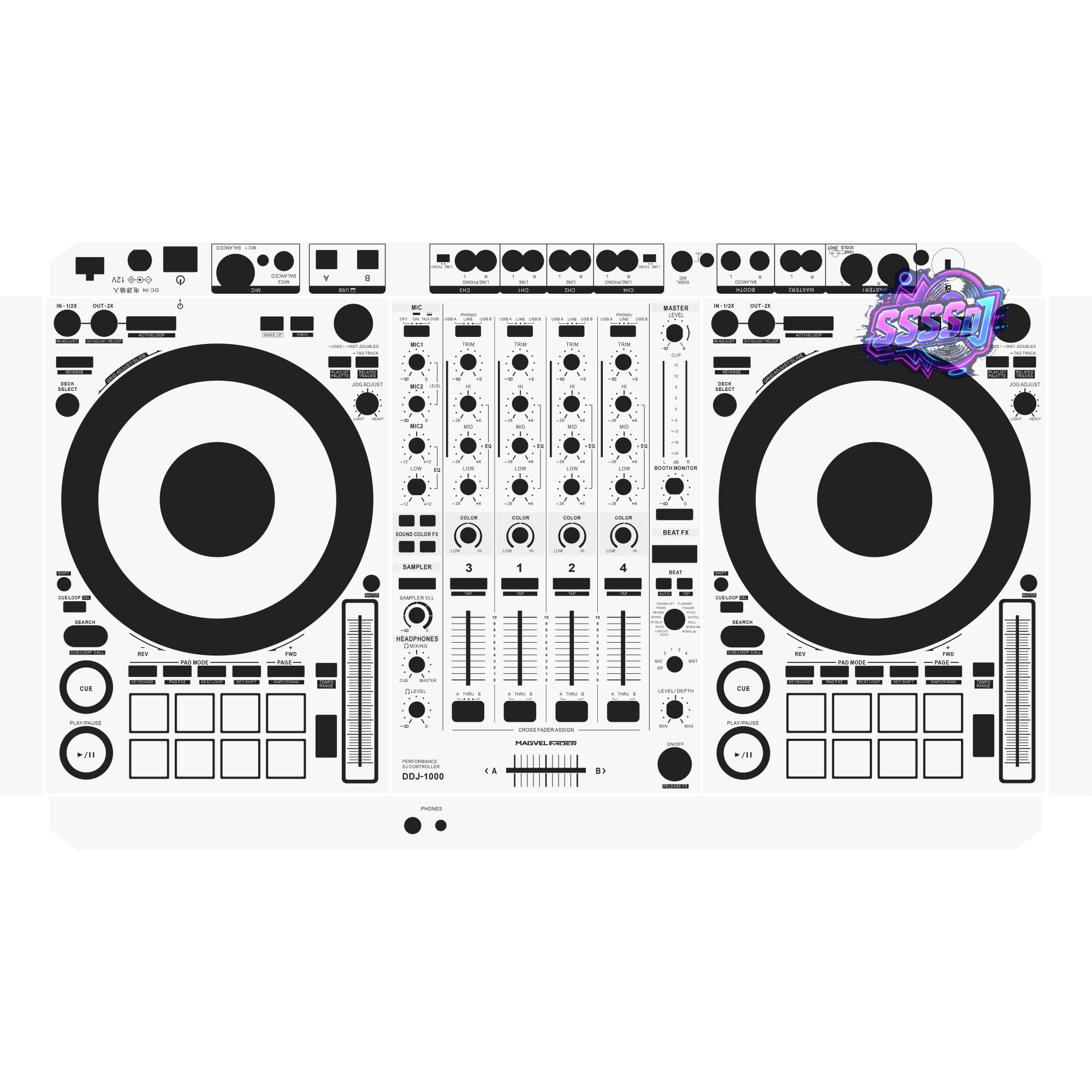 DDJ-1000 DJ Controller Skin - White Solid Color Design