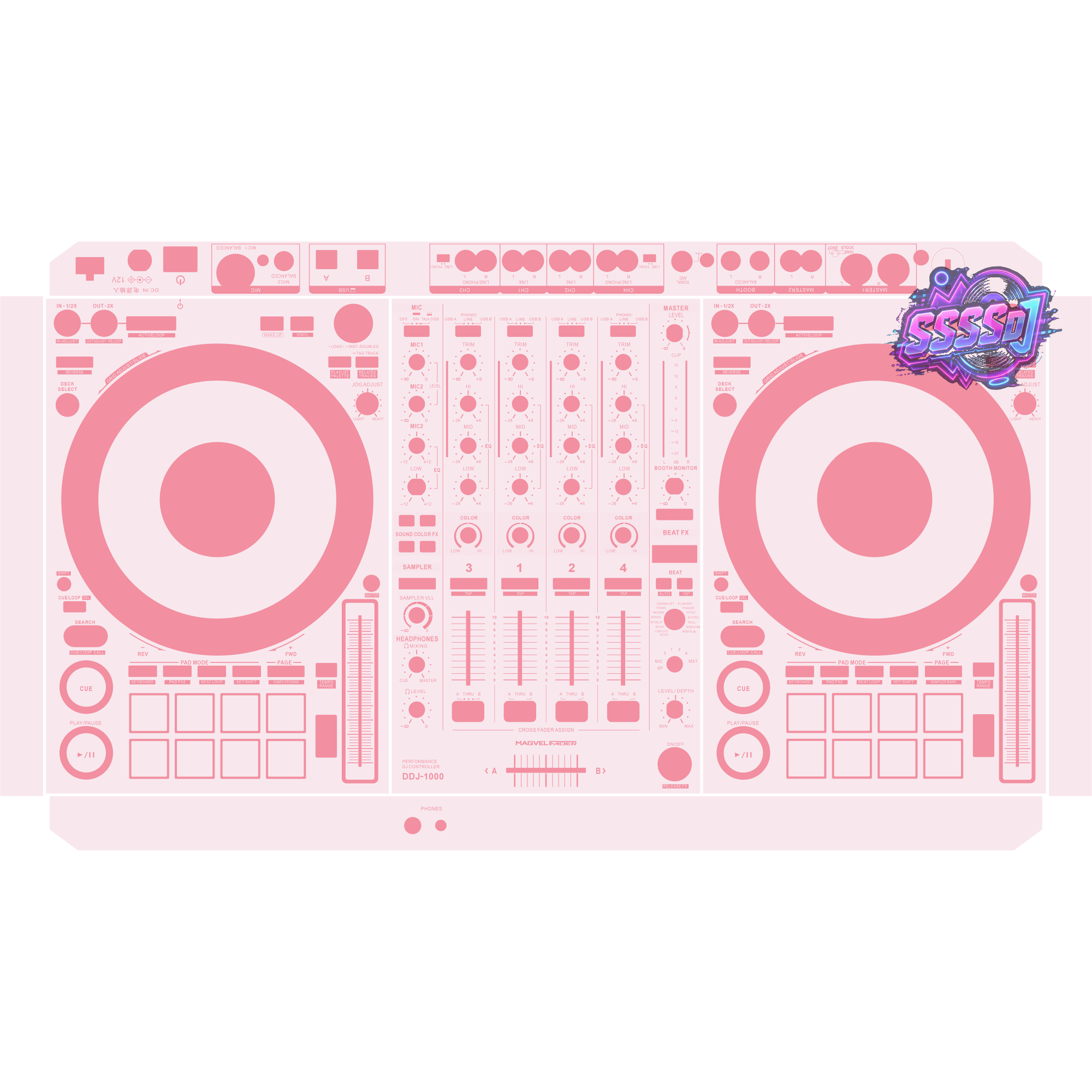 DDJ-1000 DJ Controller Skin - Light Pink Solid Color Design