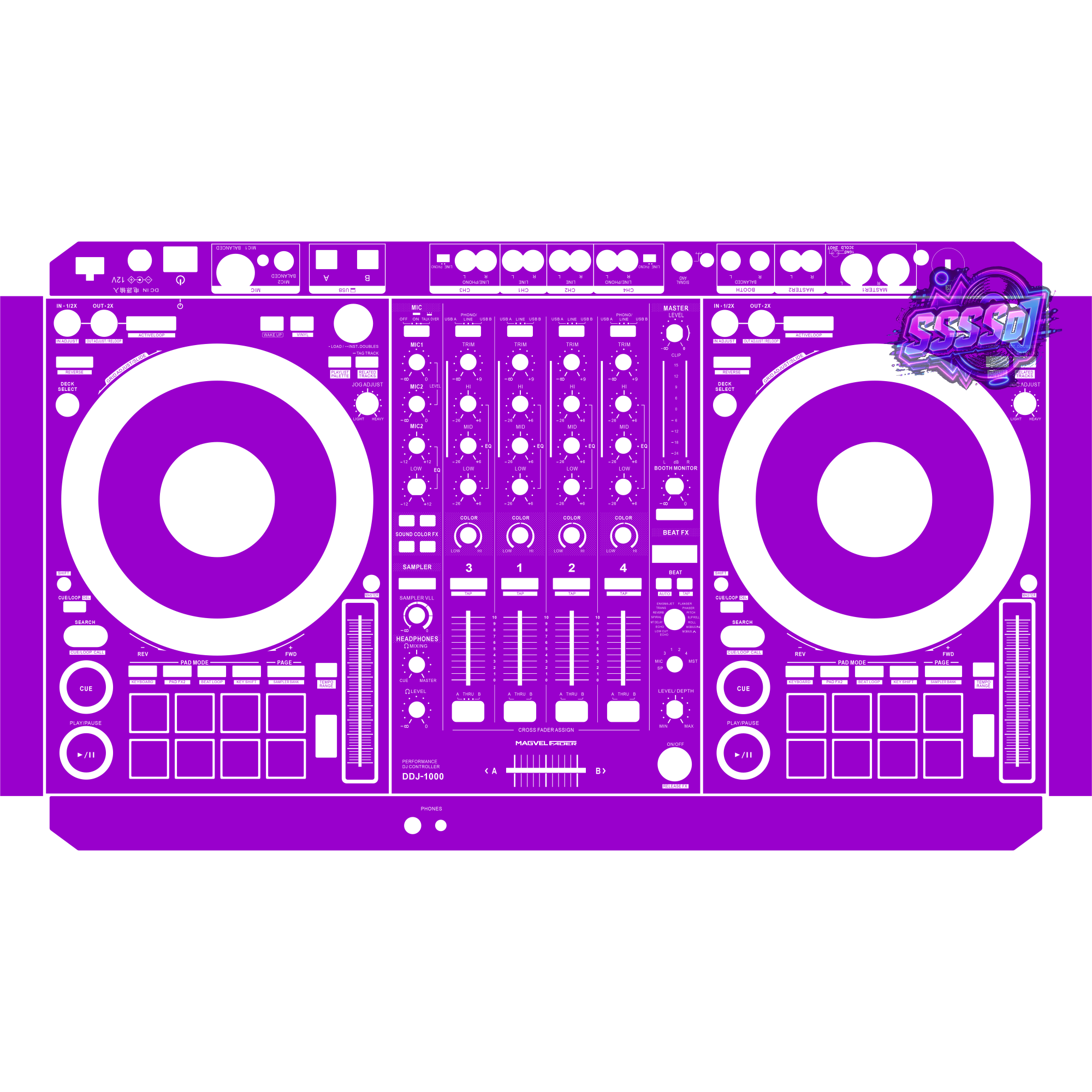 DDJ-1000 DJ Controller Skin - Purple Solid Color Design