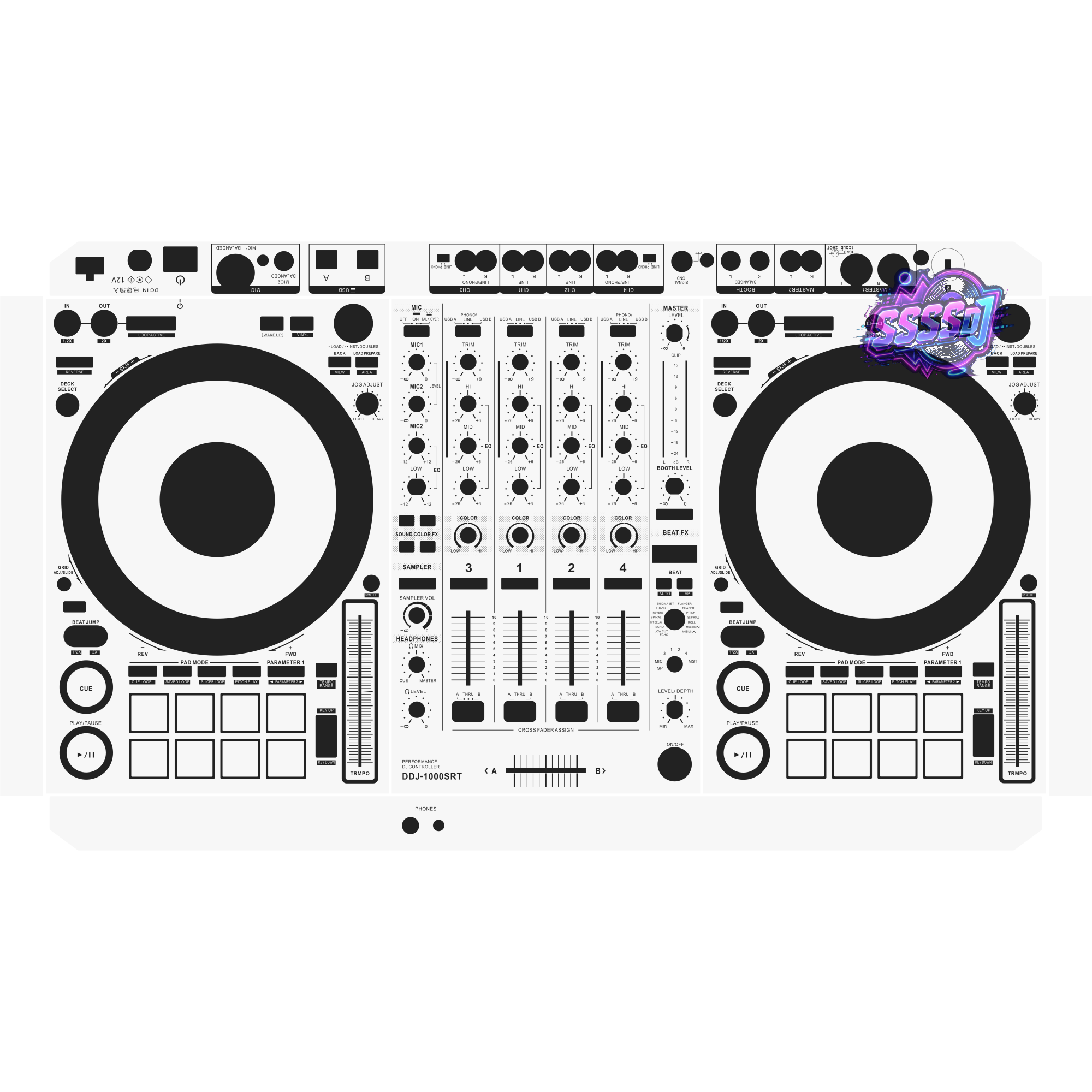 DDJ-1000SRT DJ Controller Skin - White Solid Color Design