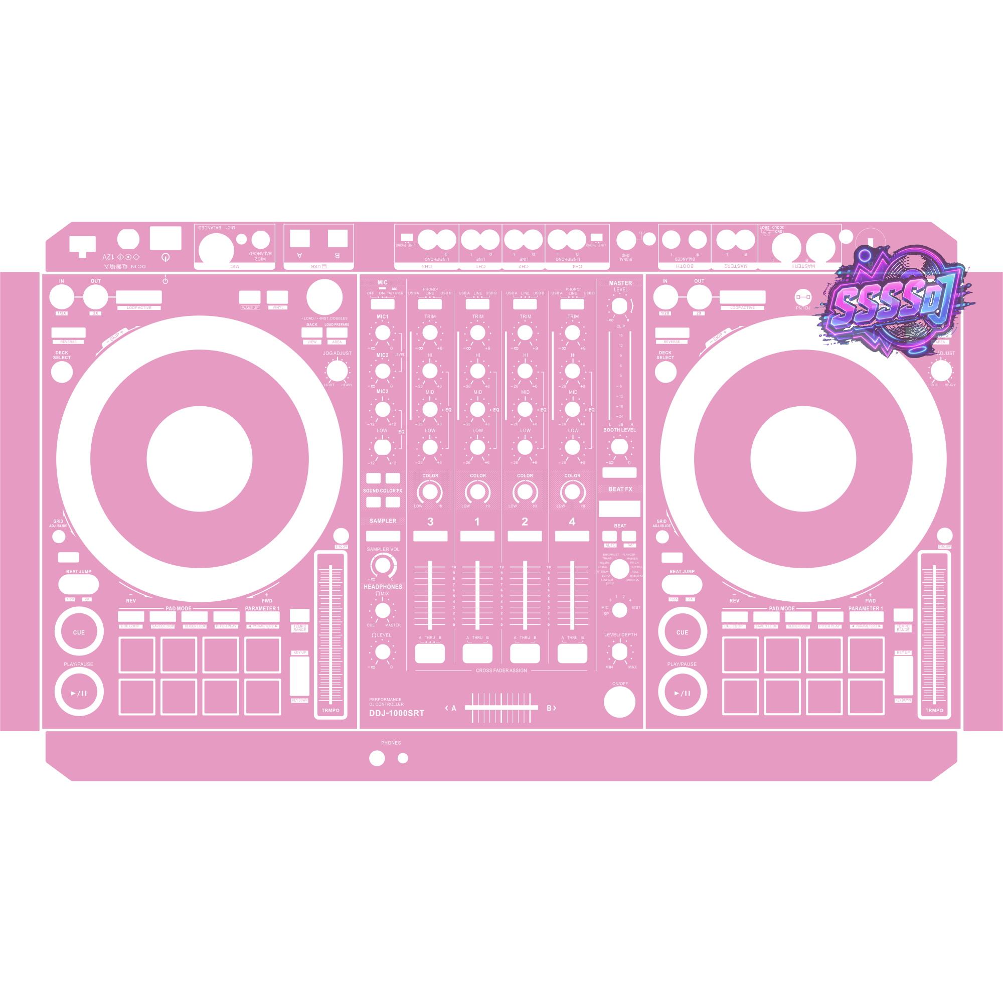 DDJ-1000SRT DJ Controller Skin - Barbie Pink Solid Color Design