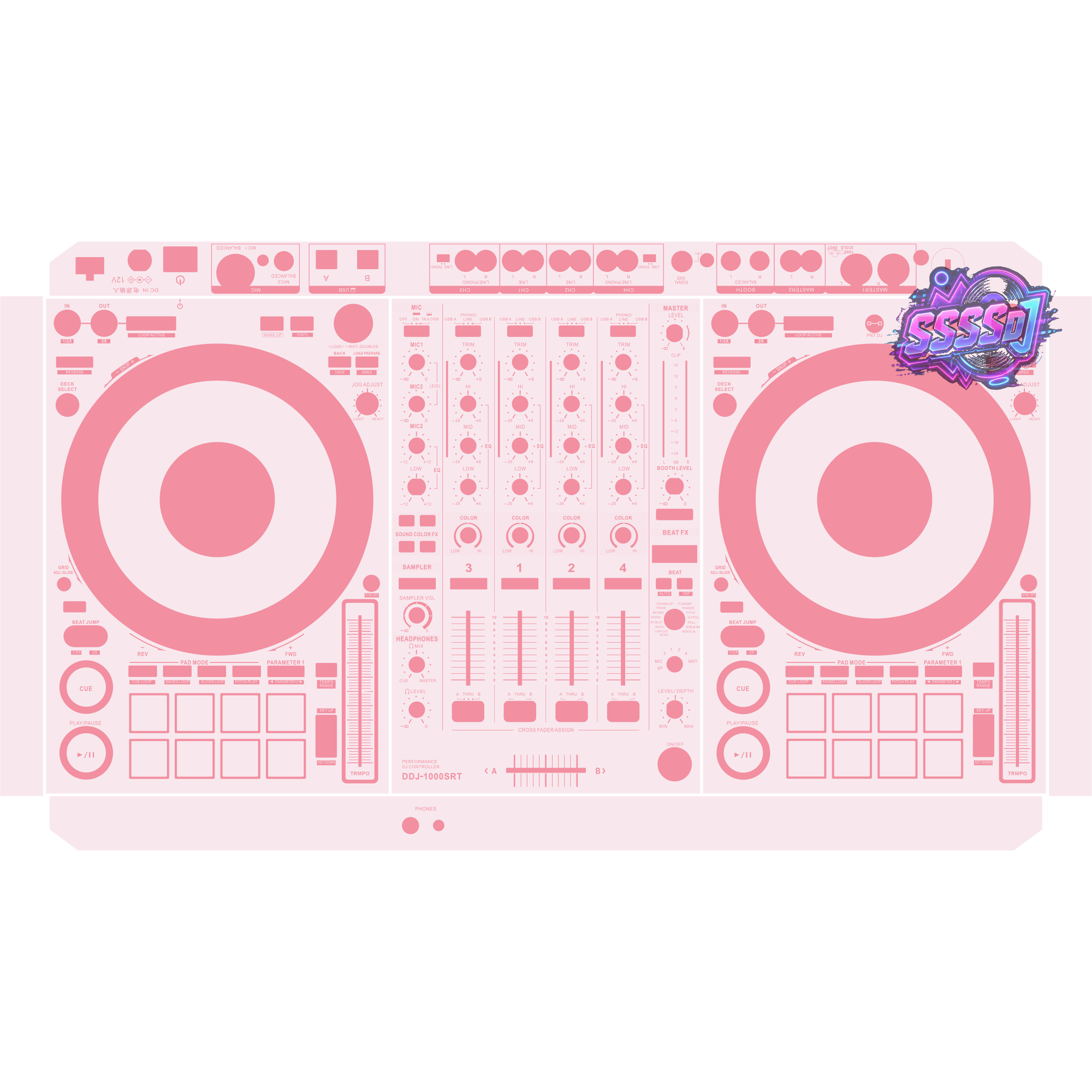 DDJ-1000SRT DJ Controller Skin - Light Pink Solid Color Design
