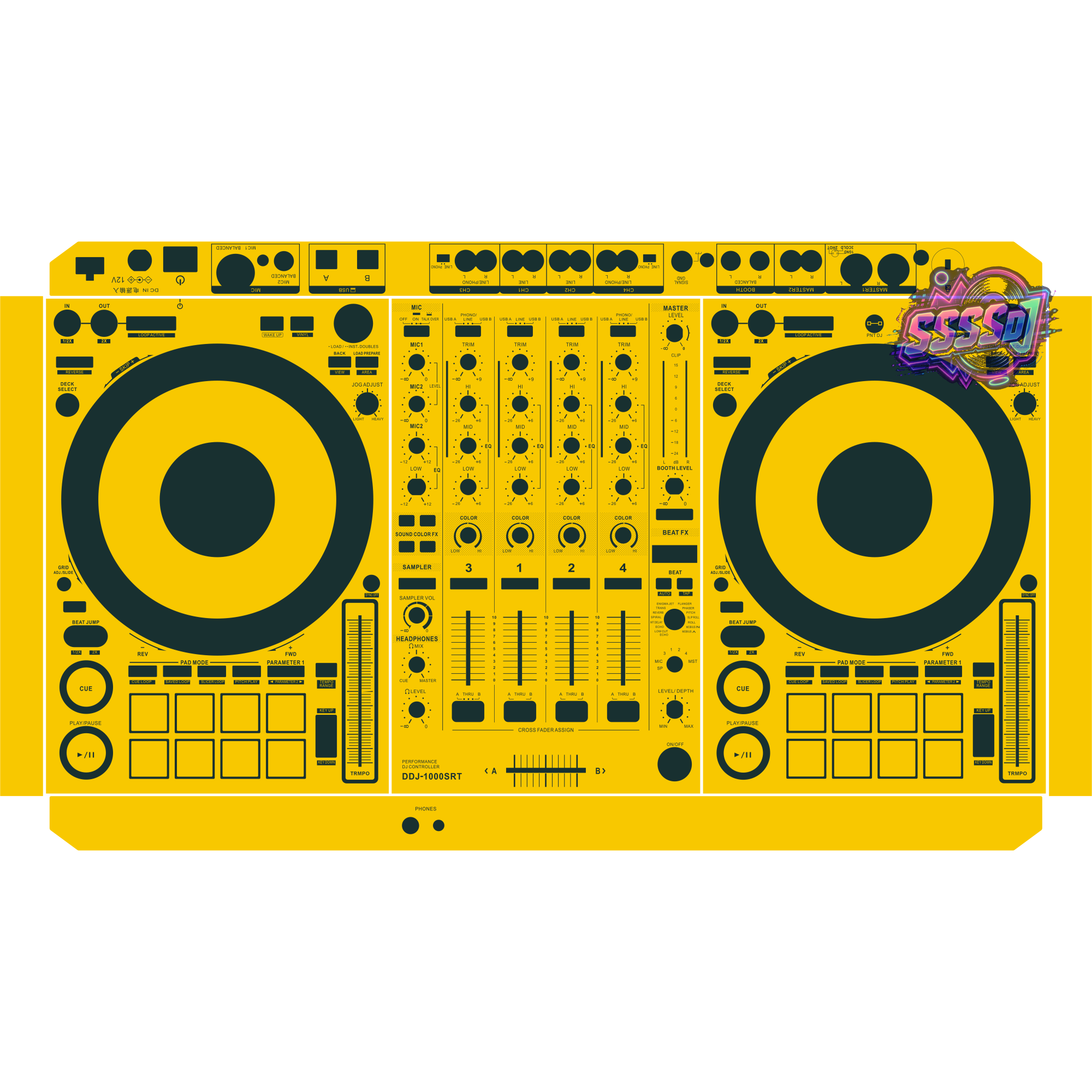 DDJ-1000SRT DJ Controller Skin - Yellow Solid Color Design
