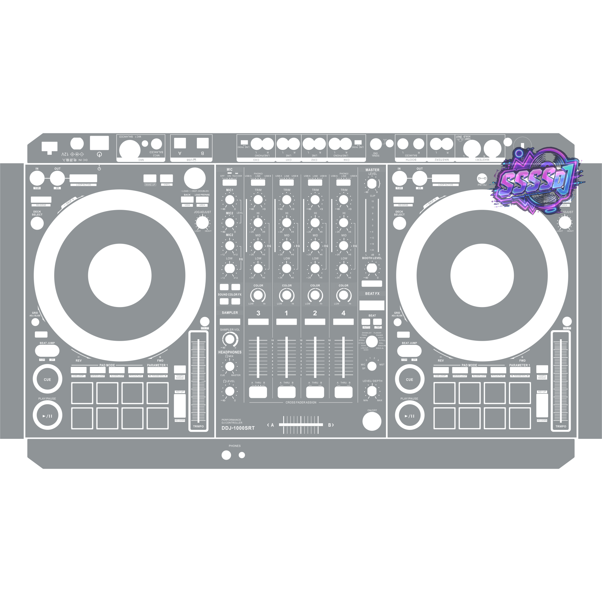 DDJ-1000SRT DJ Controller Skin - Gray Solid Color Design