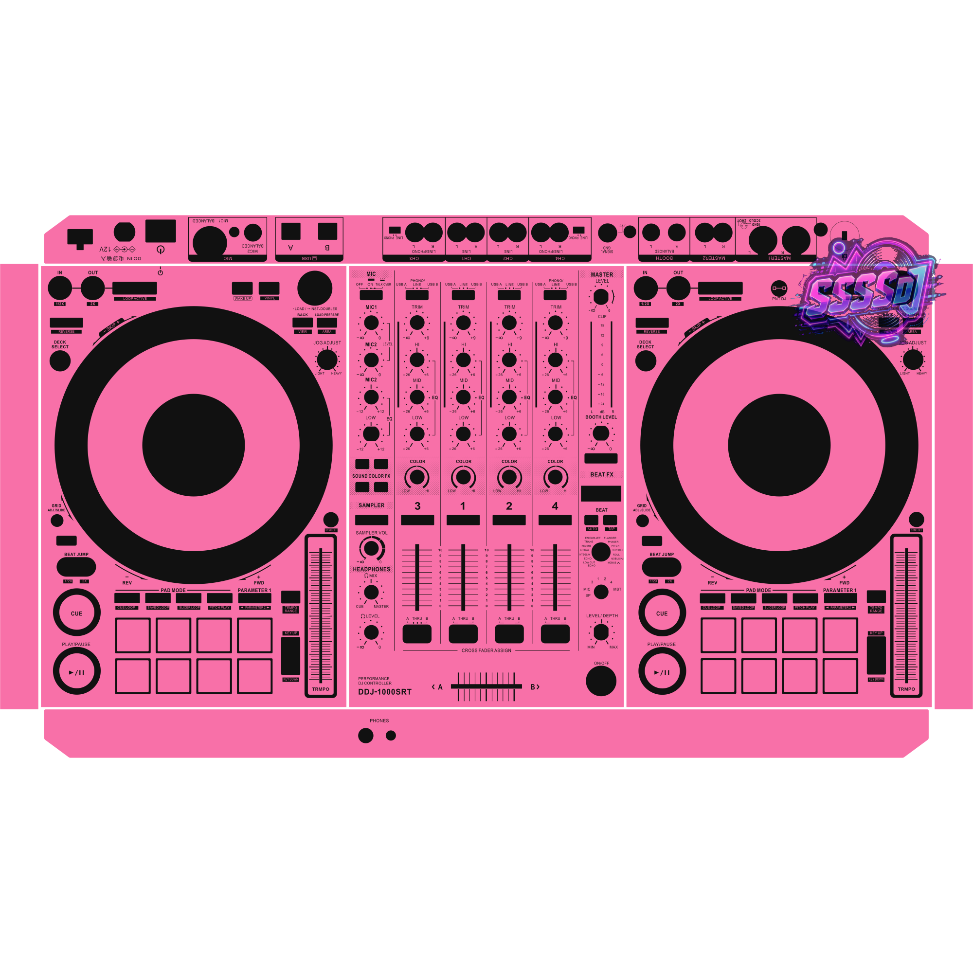 DDJ-1000SRT DJ Controller Skin - Hot Pink Solid Color Design