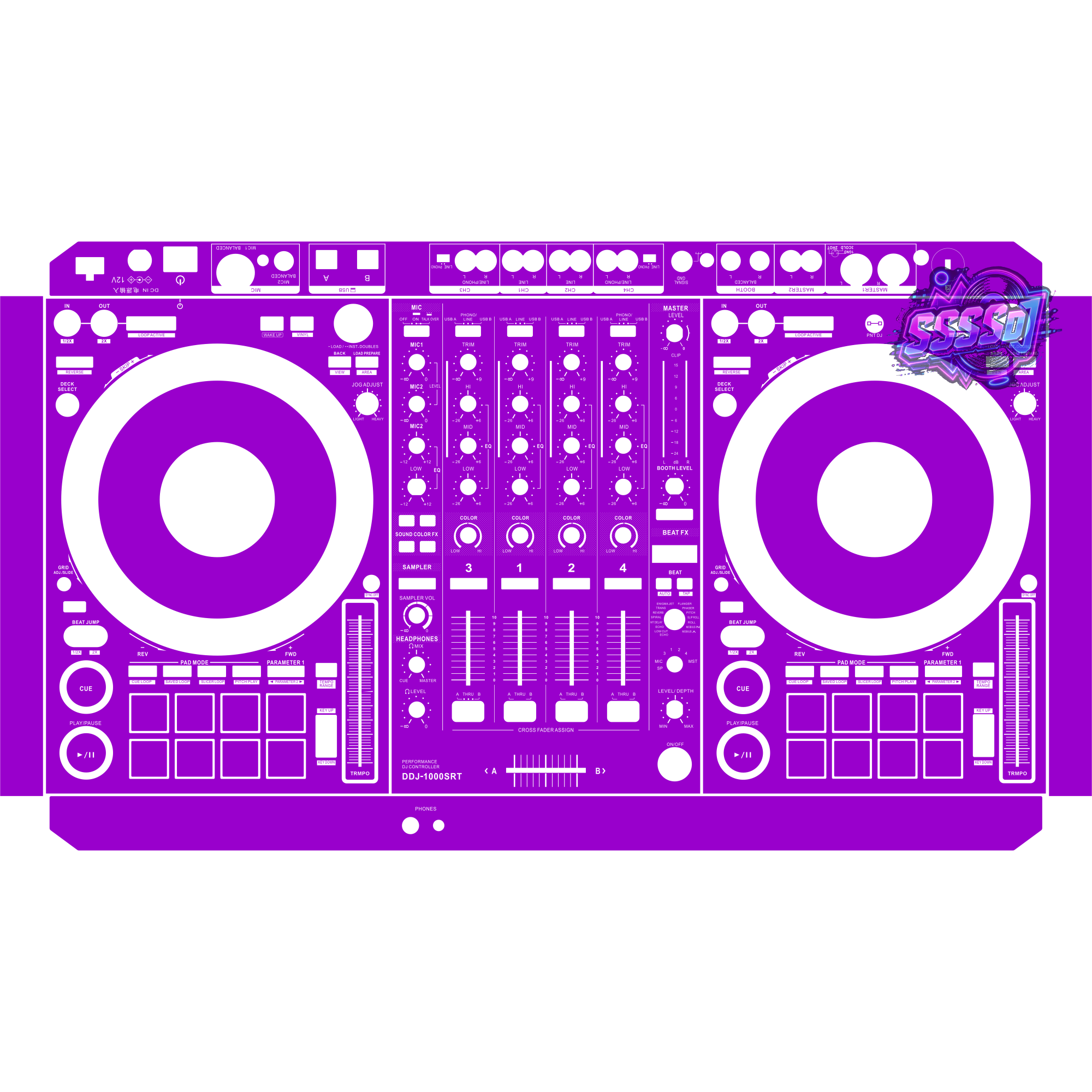 DDJ-1000SRT DJ Controller Skin - Purple Solid Color Design