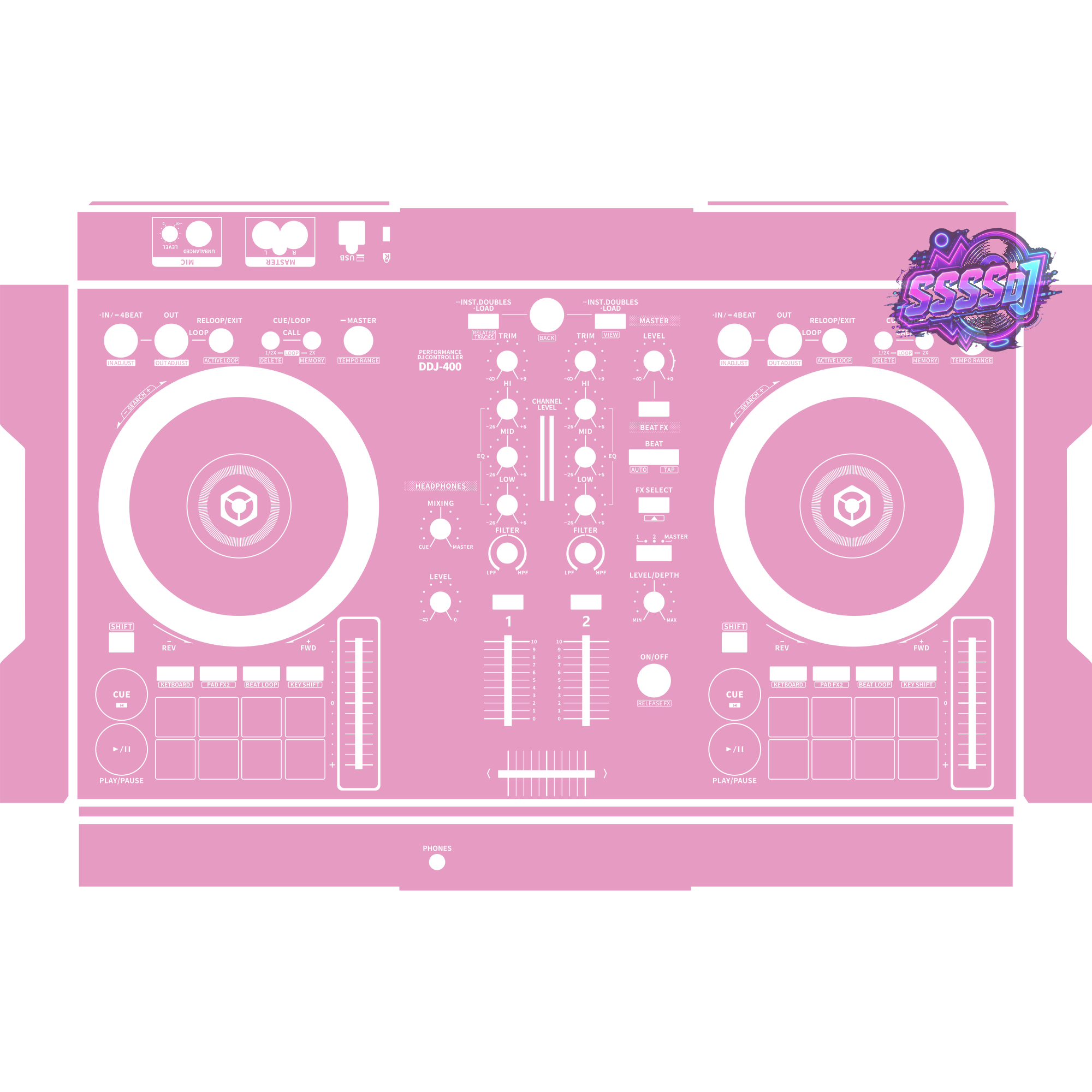 DDJ-400 DJ Controller Skin - Barbie Pink Solid Color Design