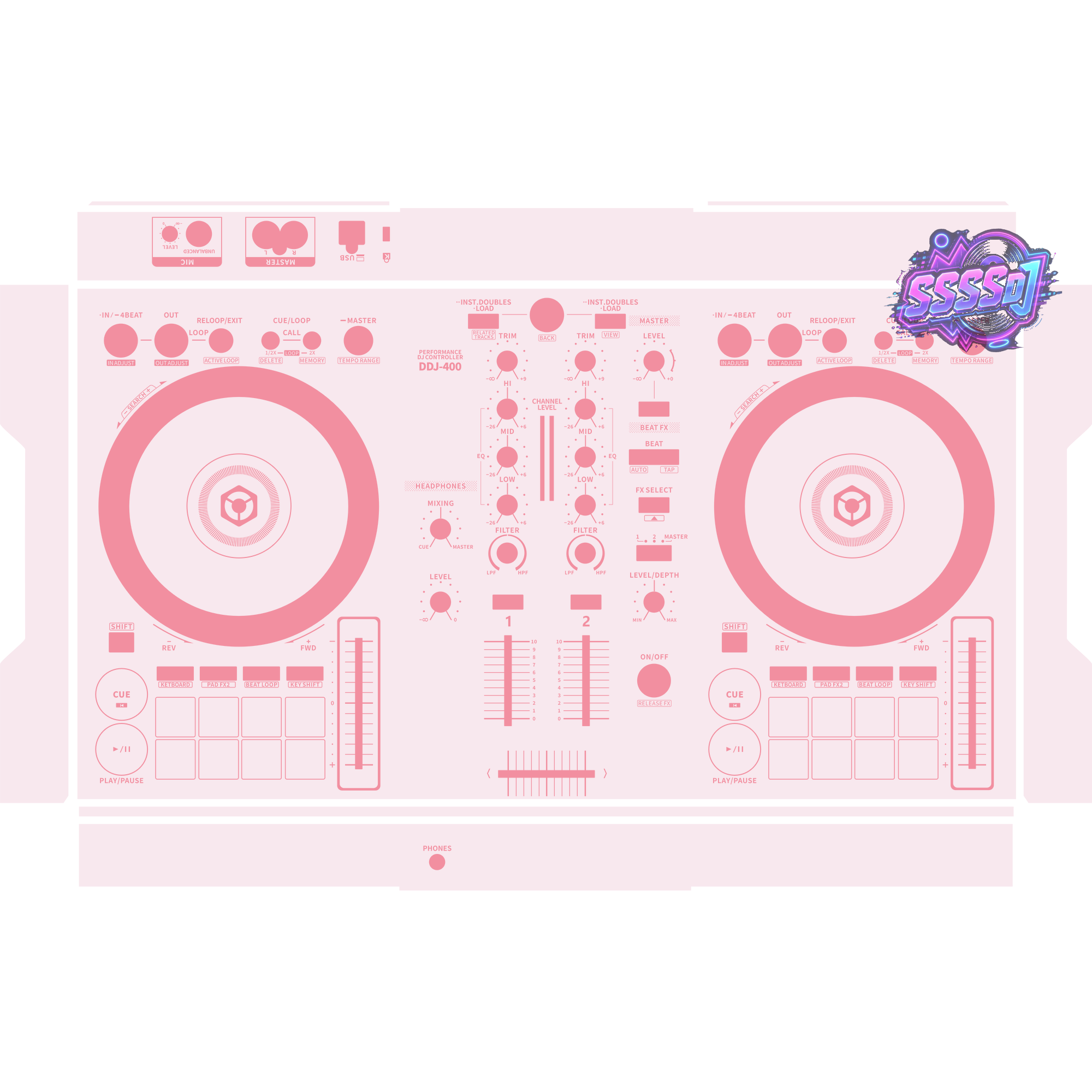 DDJ-400 DJ Controller Skin - Light Pink Solid Color Design
