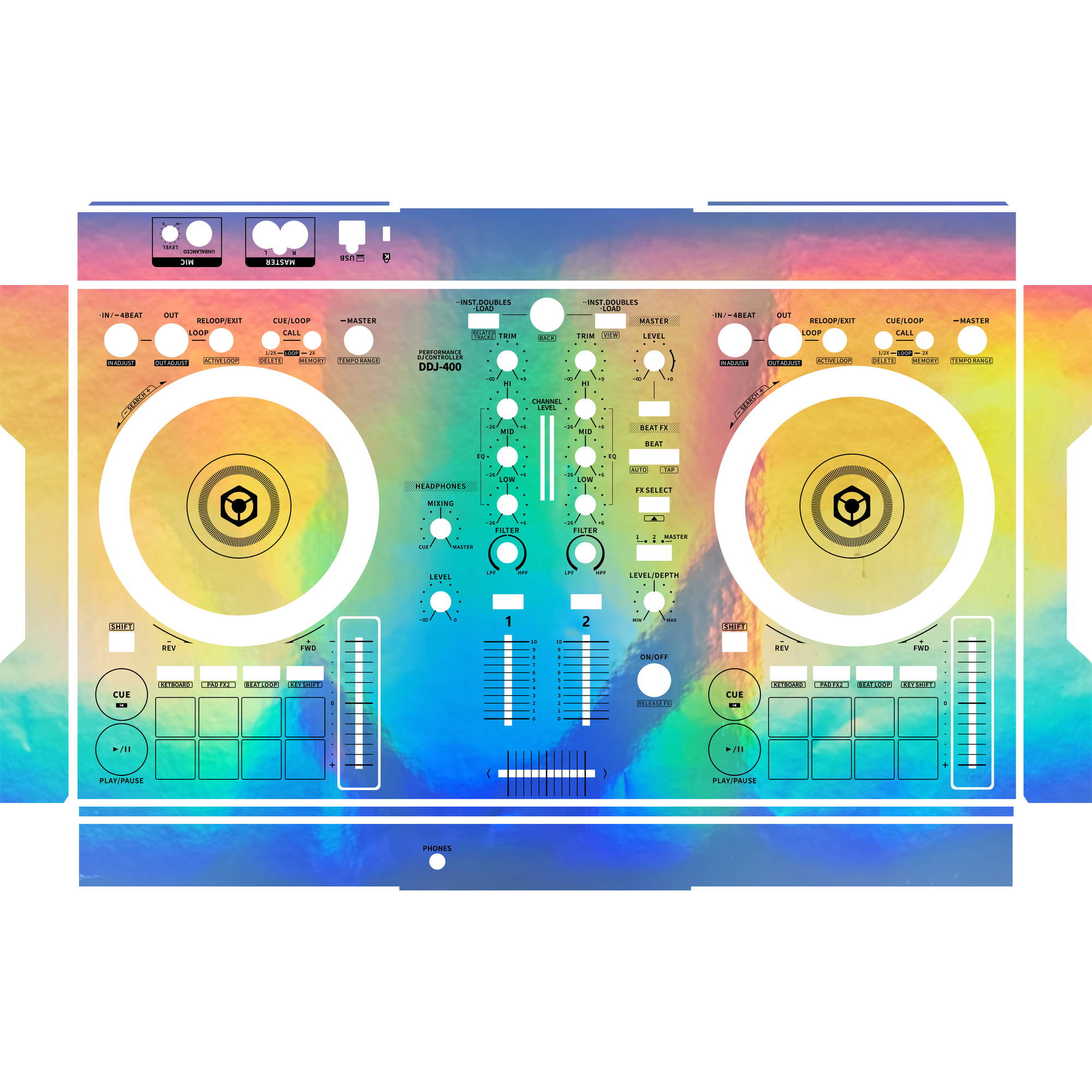 DDJ-400 DJ Controller Skin - Glossy Laser Design product image