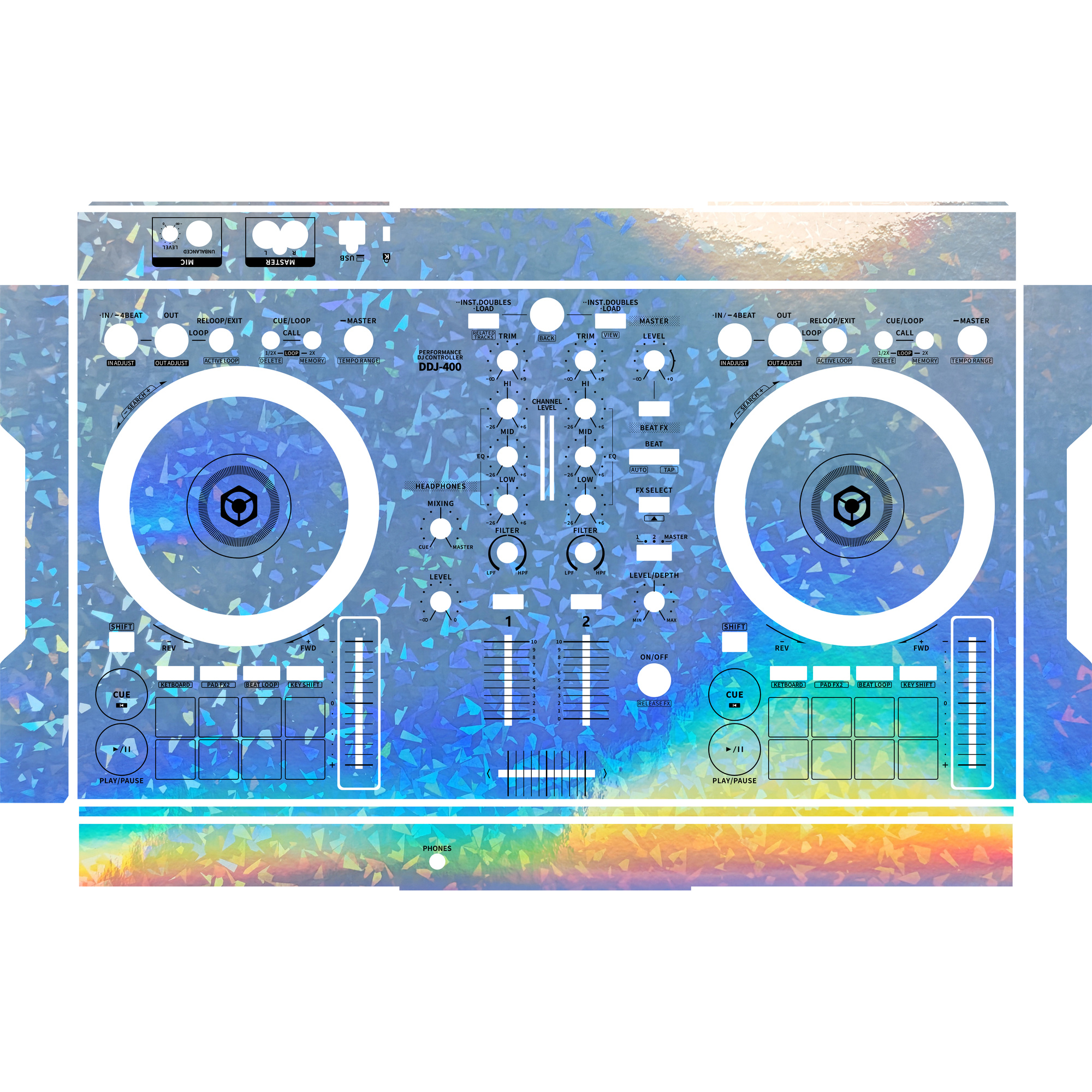 DDJ-400 DJ Controller Skin - Glossy Laser Design product image