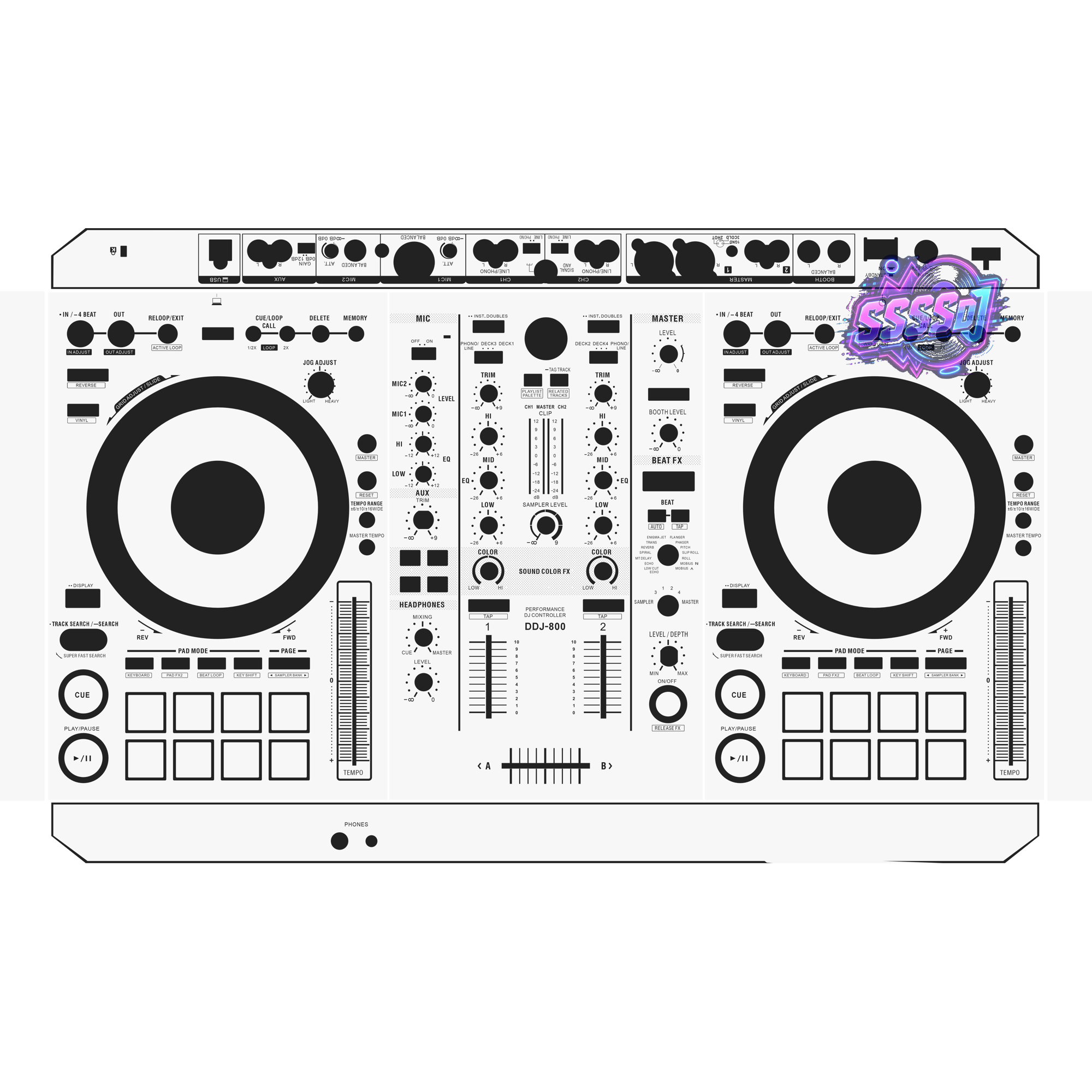 DDJ-800 DJ Controller Skin - White Solid Color Design