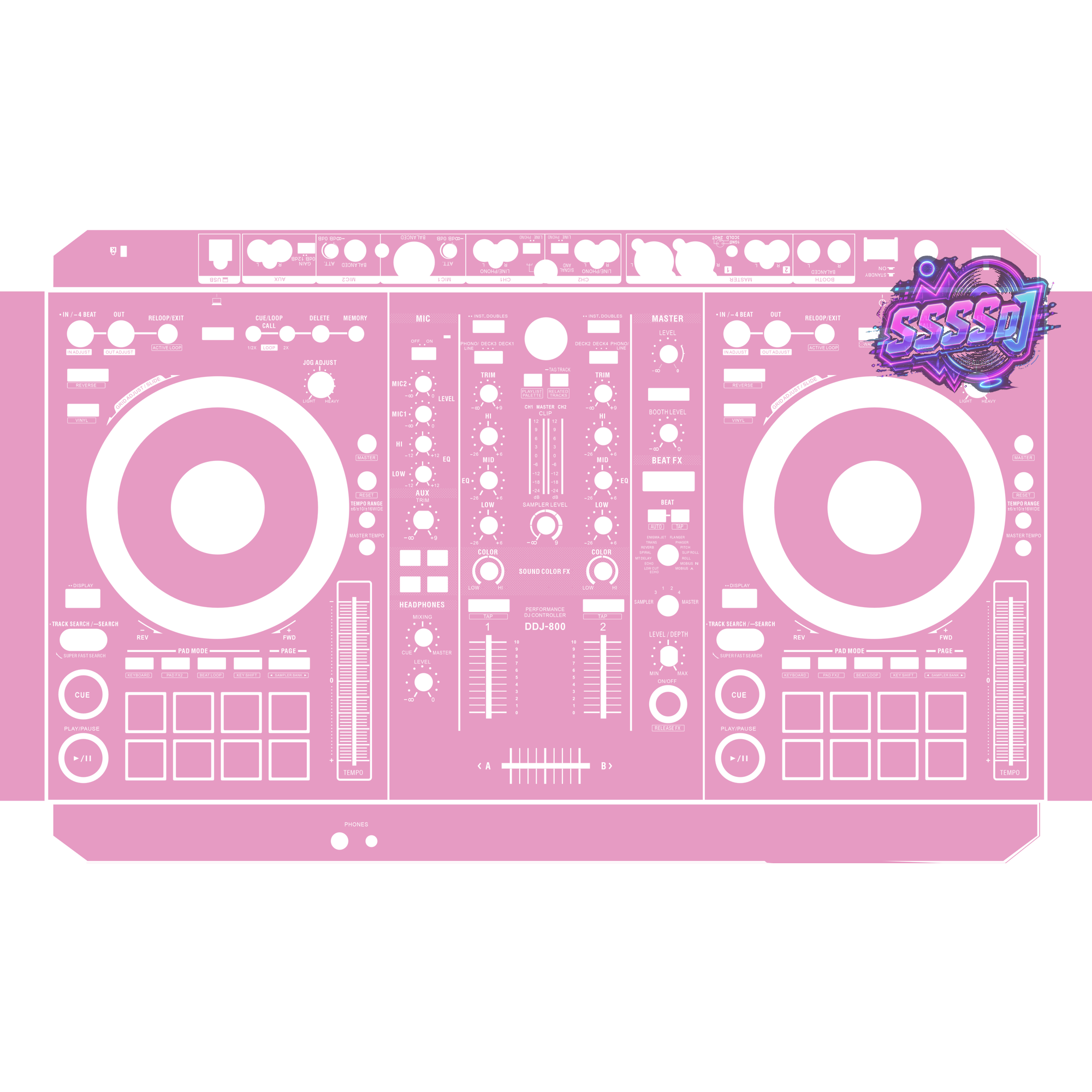 DDJ-800 DJ Controller Skin - Barbie Pink Solid Color Design