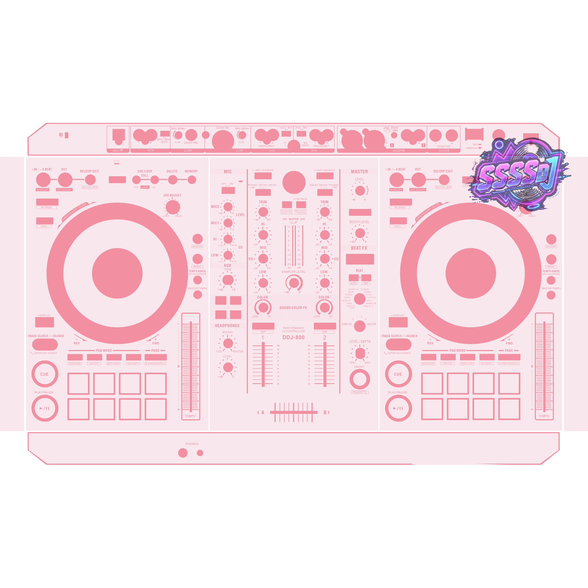 DDJ-800 DJ Controller Skin - Light Pink Solid Color Design