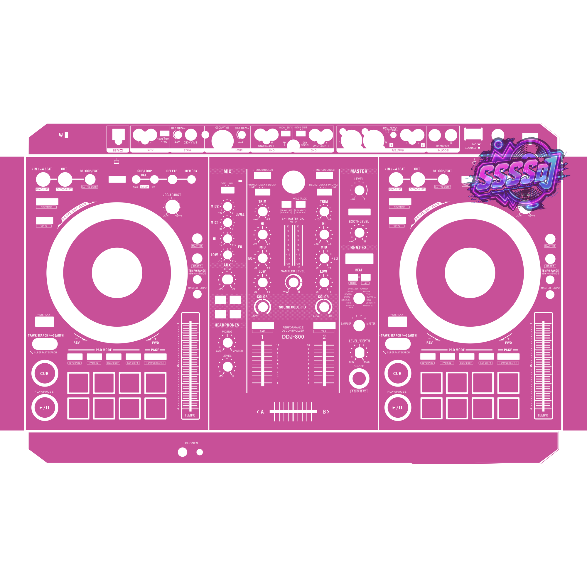 DDJ-800 DJ Controller Skin - Pink Purple Solid Color Design