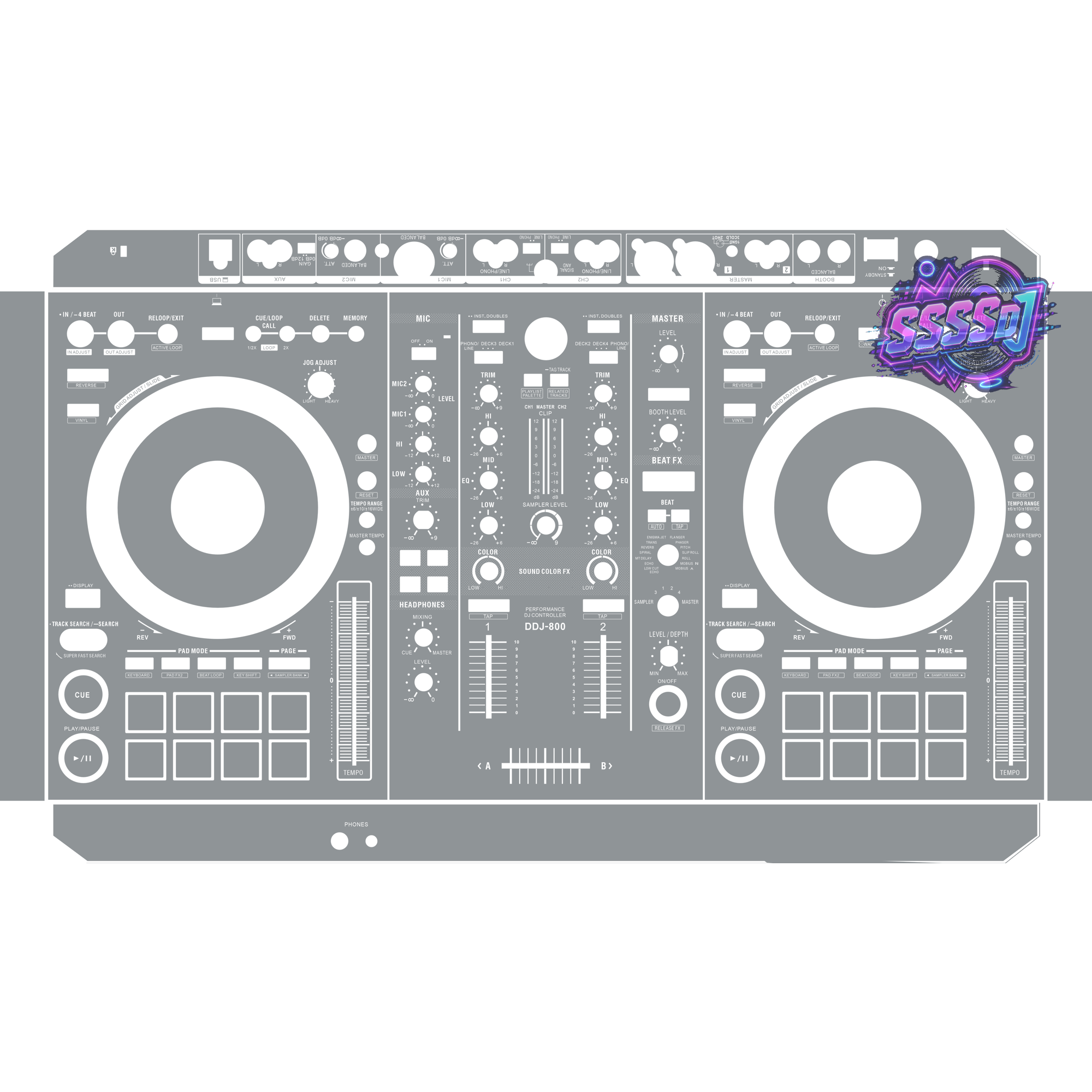 DDJ-800 DJ Controller Skin - Gray Solid Color Design