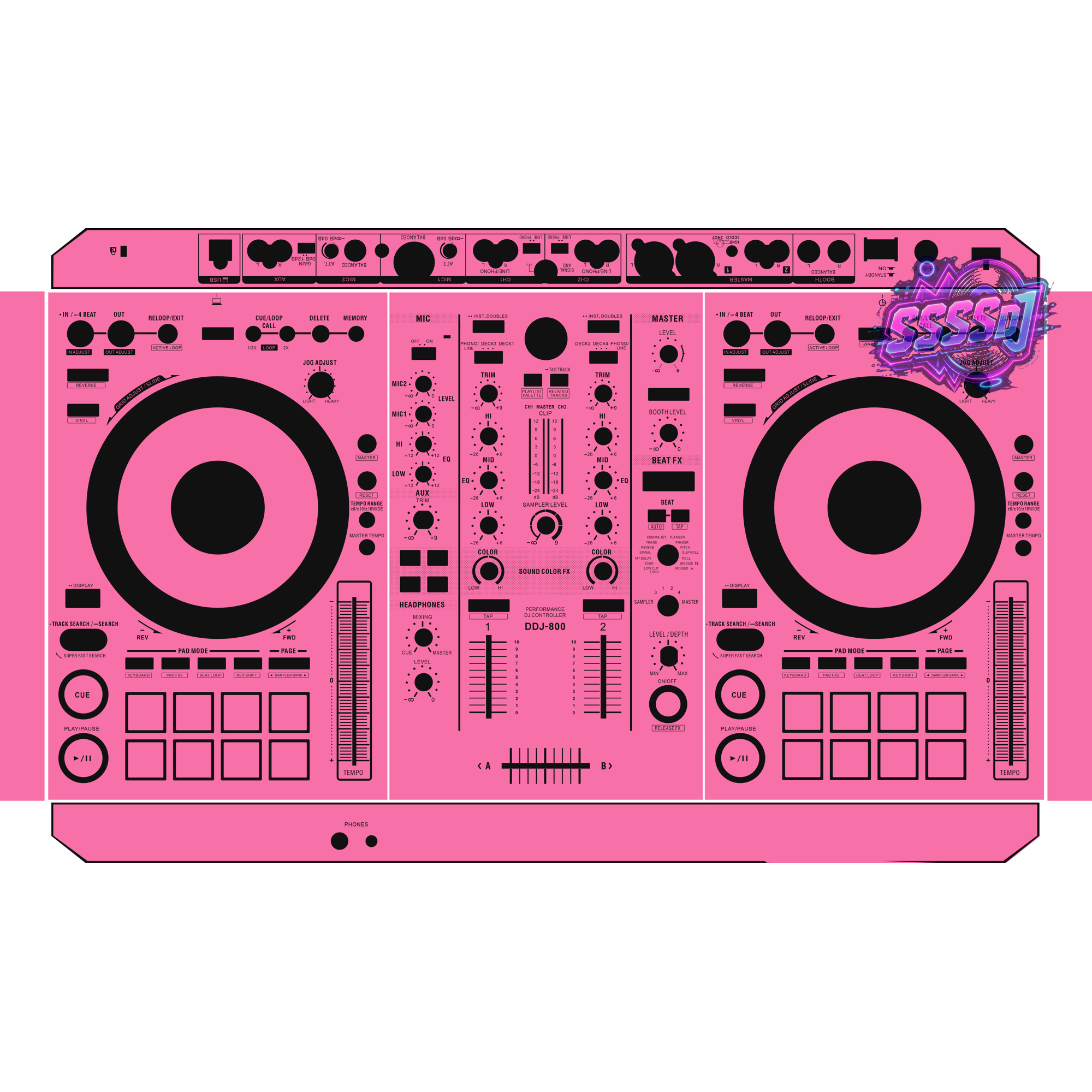 DDJ-800 DJ Controller Skin - Hot Pink Solid Color Design
