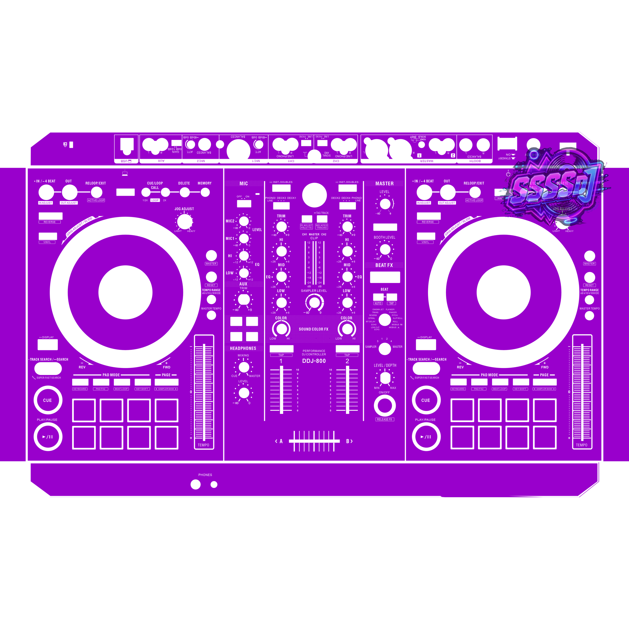 DDJ-800 DJ Controller Skin - Purple Solid Color Design