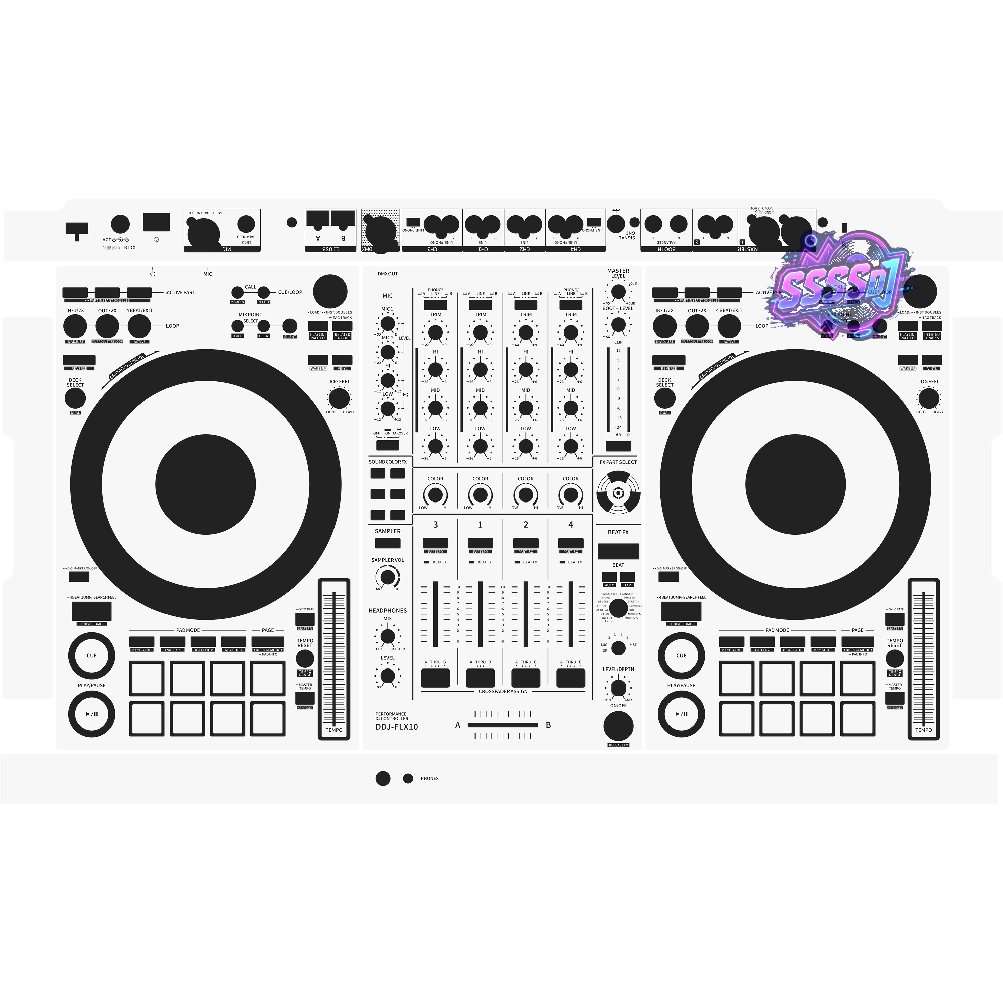 DDJ-FLX10 DJ Controller Skin - White Solid Color Design