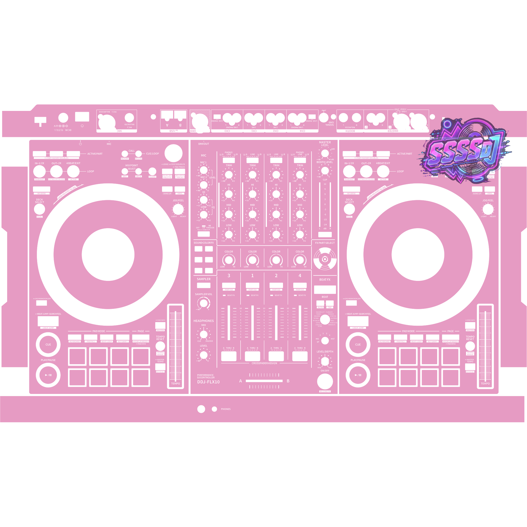 DDJ-FLX10 DJ Controller Skin - Barbie Pink Solid Color Design