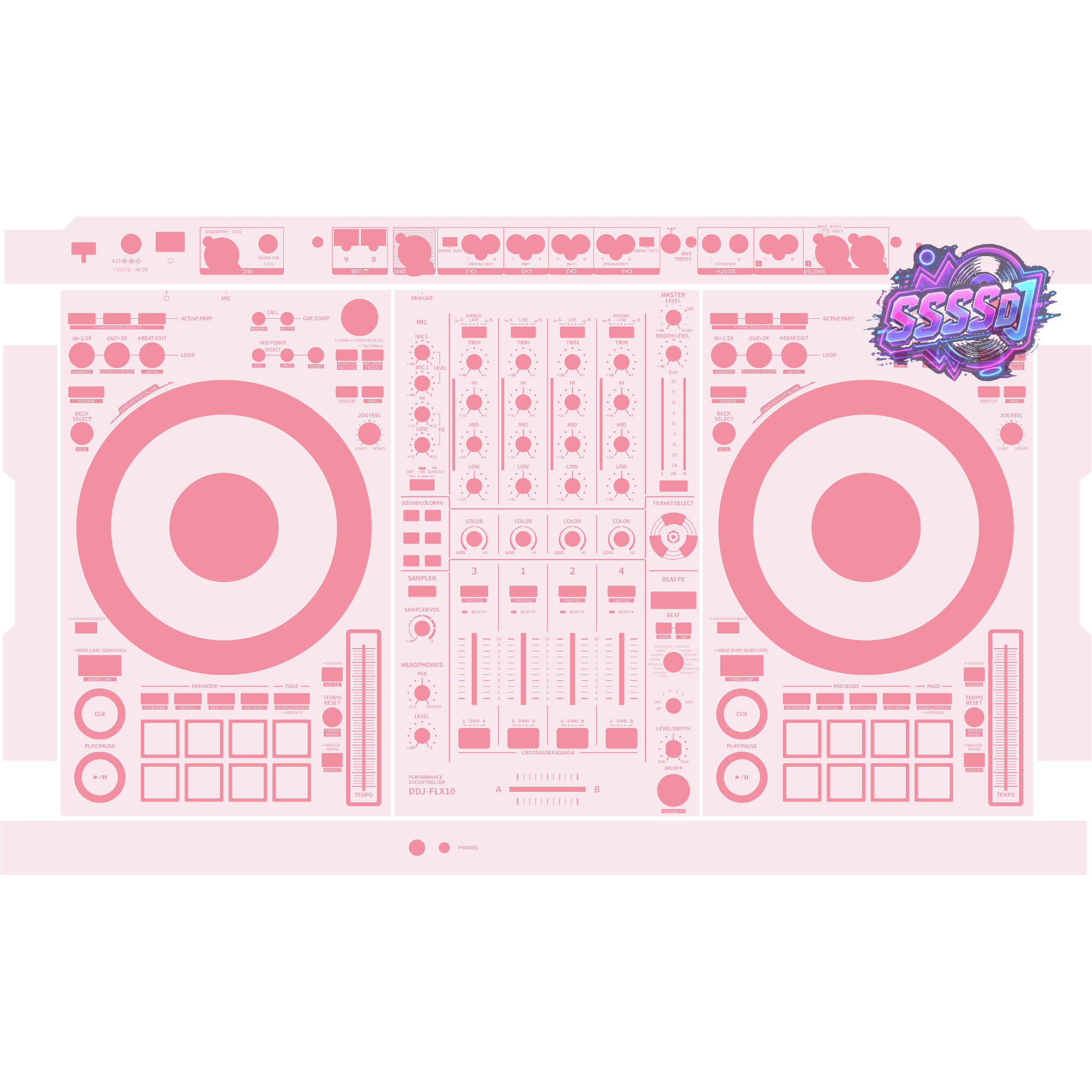 DDJ-FLX10 DJ Controller Skin - Light Pink Solid Color Design