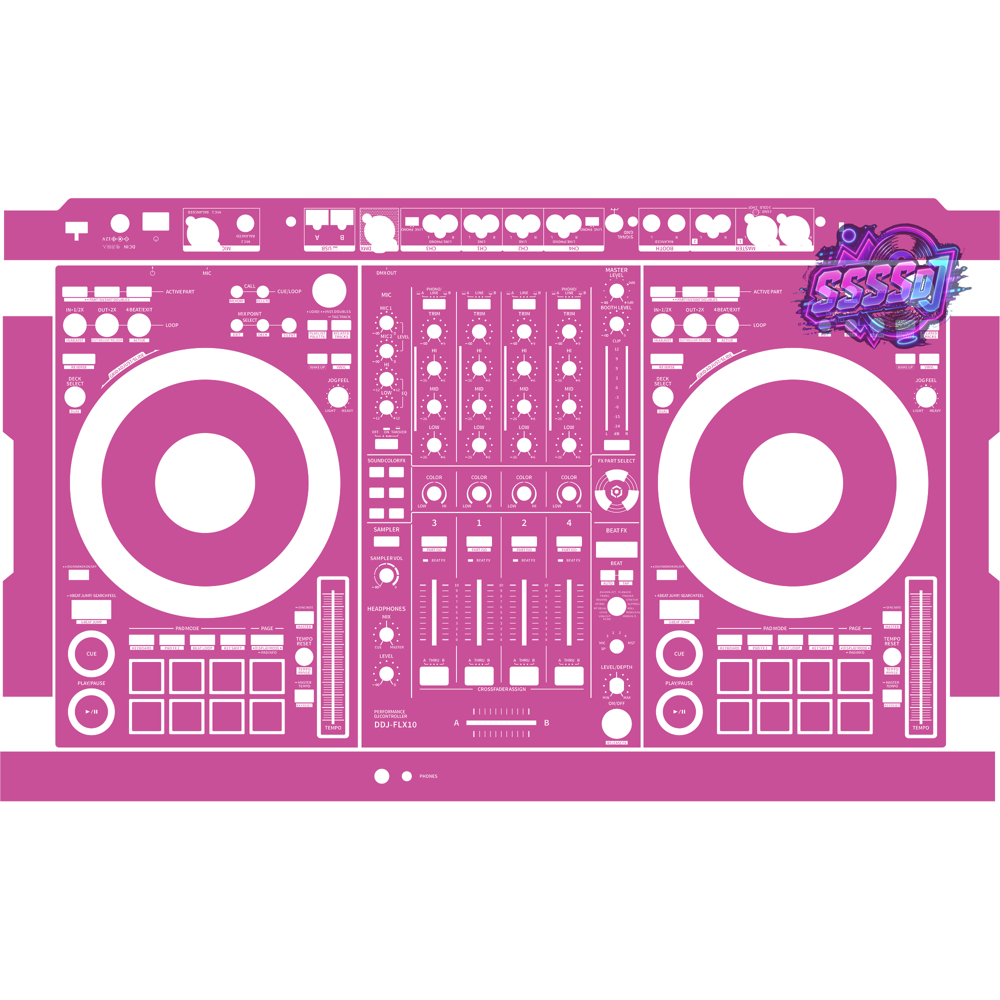 DDJ-FLX10 DJ Controller Skin - Pink Purple Solid Color Design