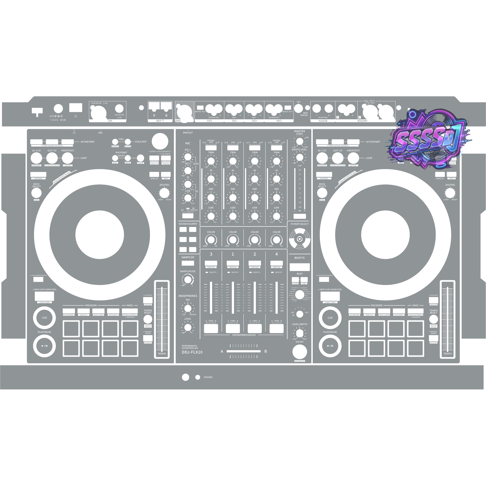 DDJ-FLX10 DJ Controller Skin - Gray Solid Color Design