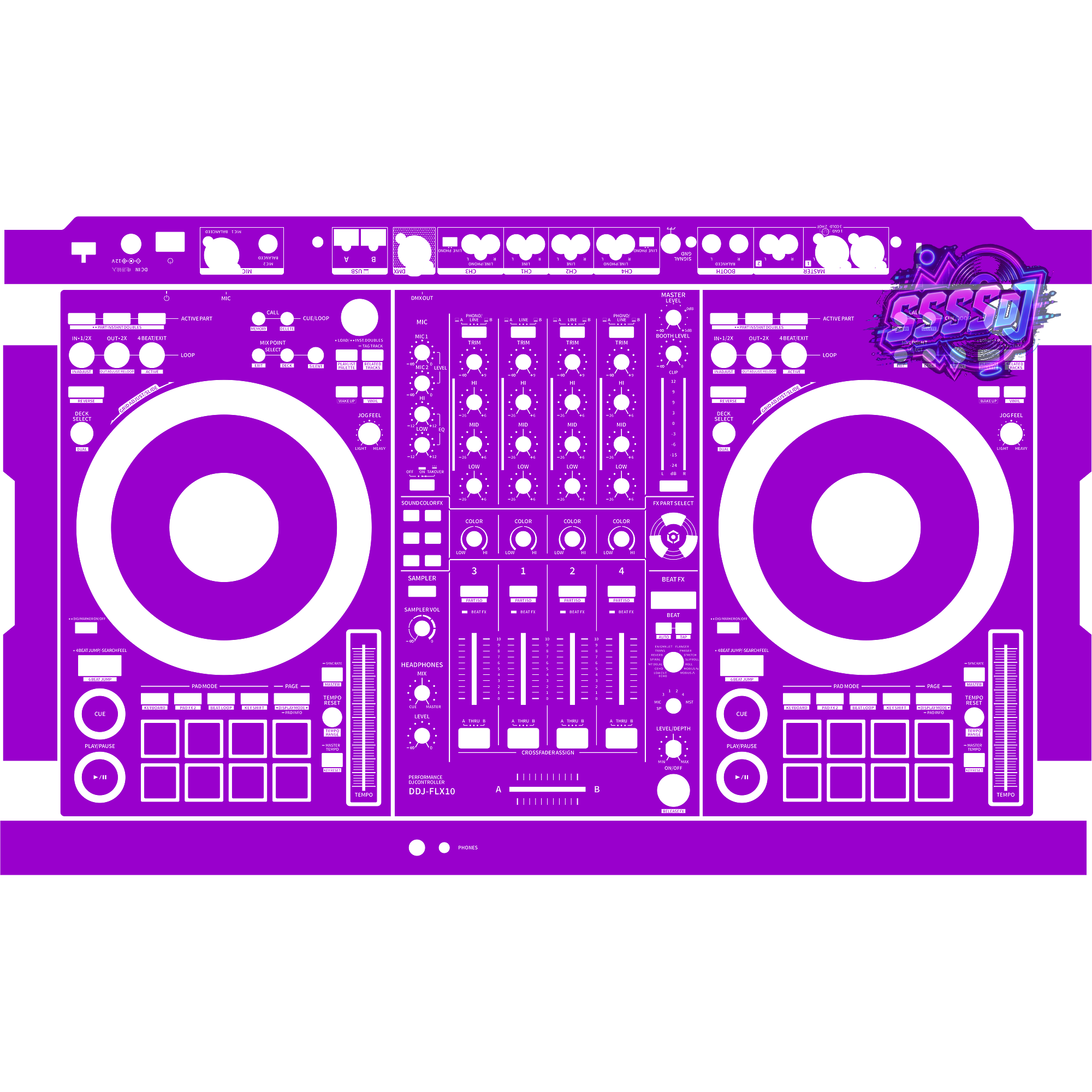 DDJ-FLX10 DJ Controller Skin - Purple Solid Color Design