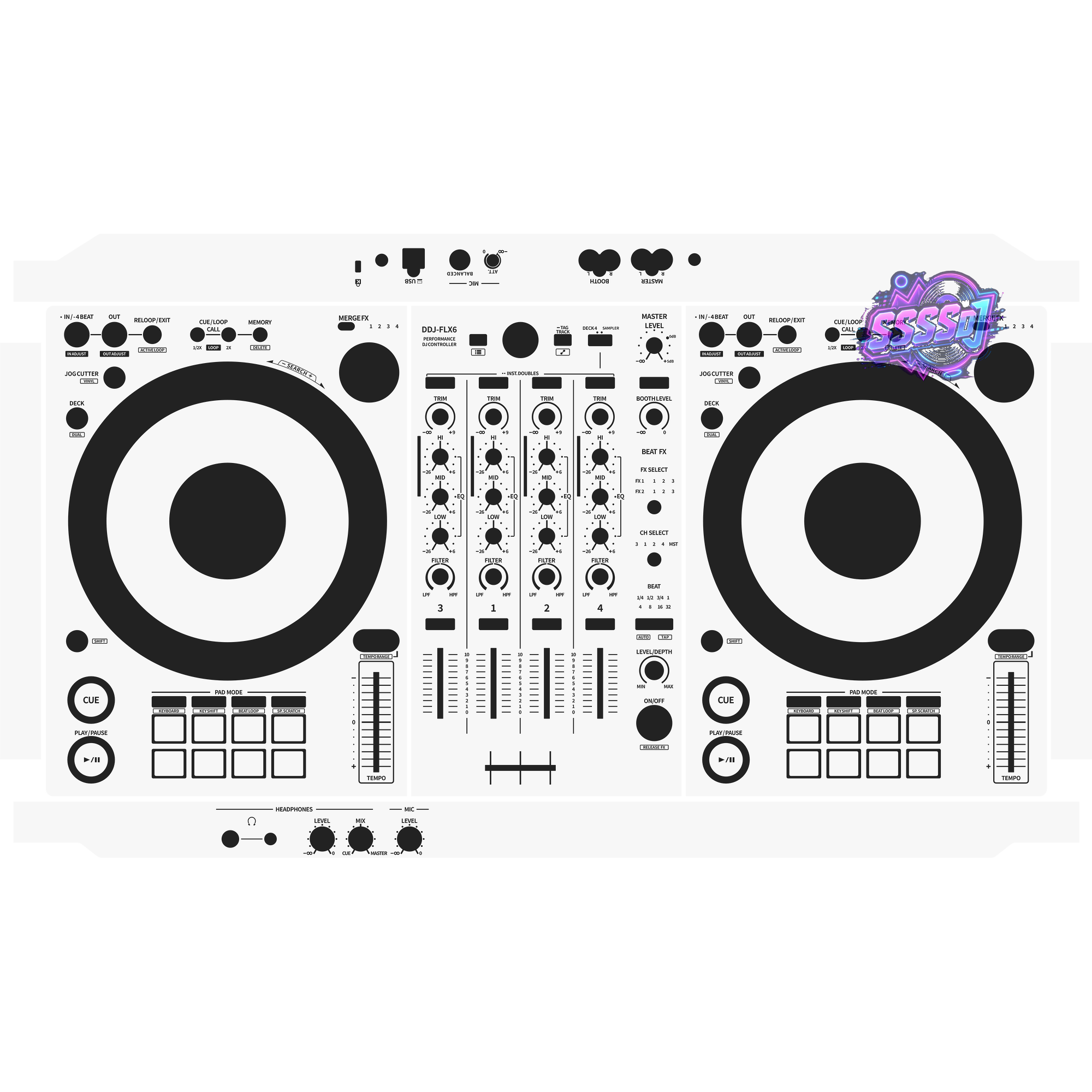 DDJ-FLX6 DJ Controller Skin - White Solid Color Design