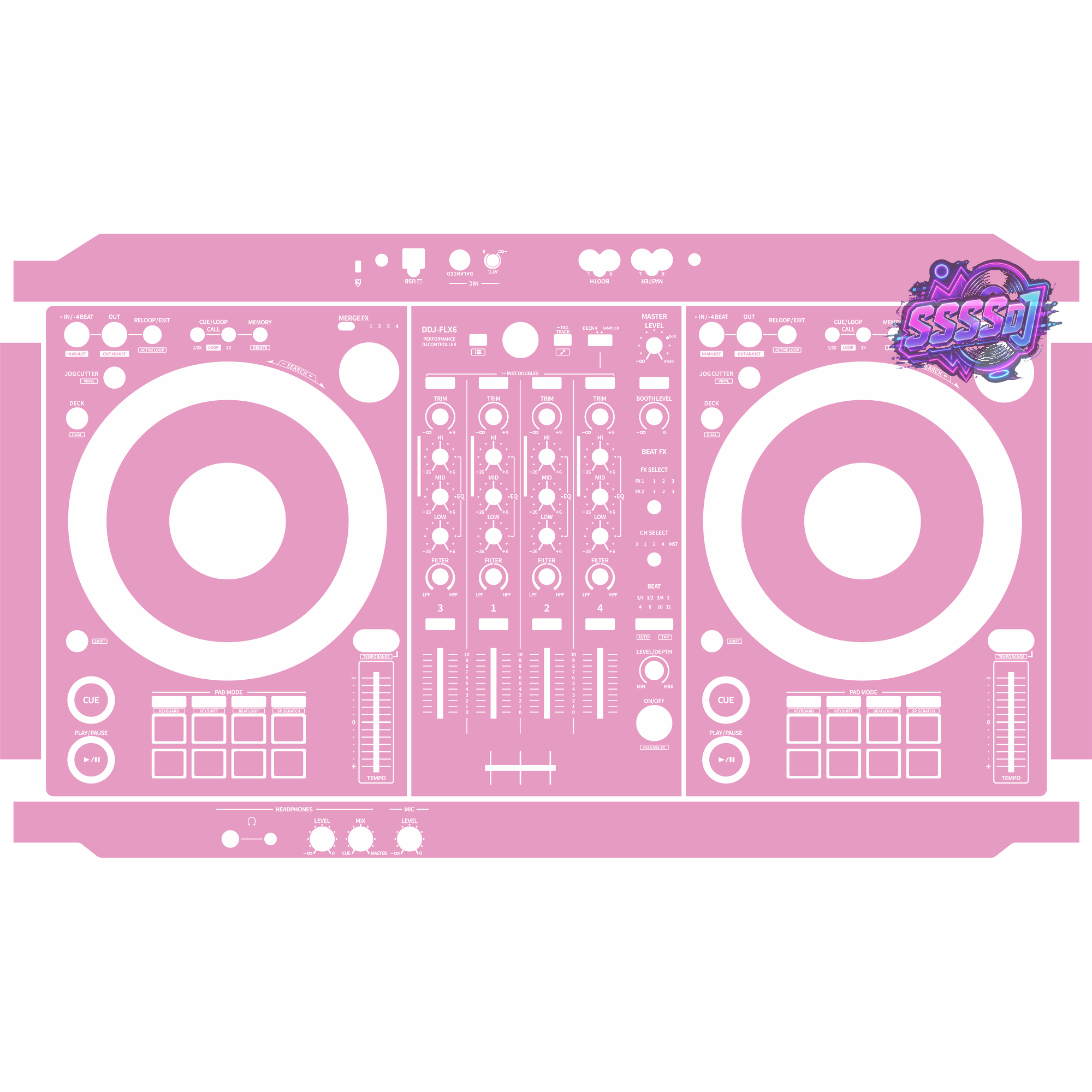 DDJ-FLX6 DJ Controller Skin - Barbie Pink Solid Color Design