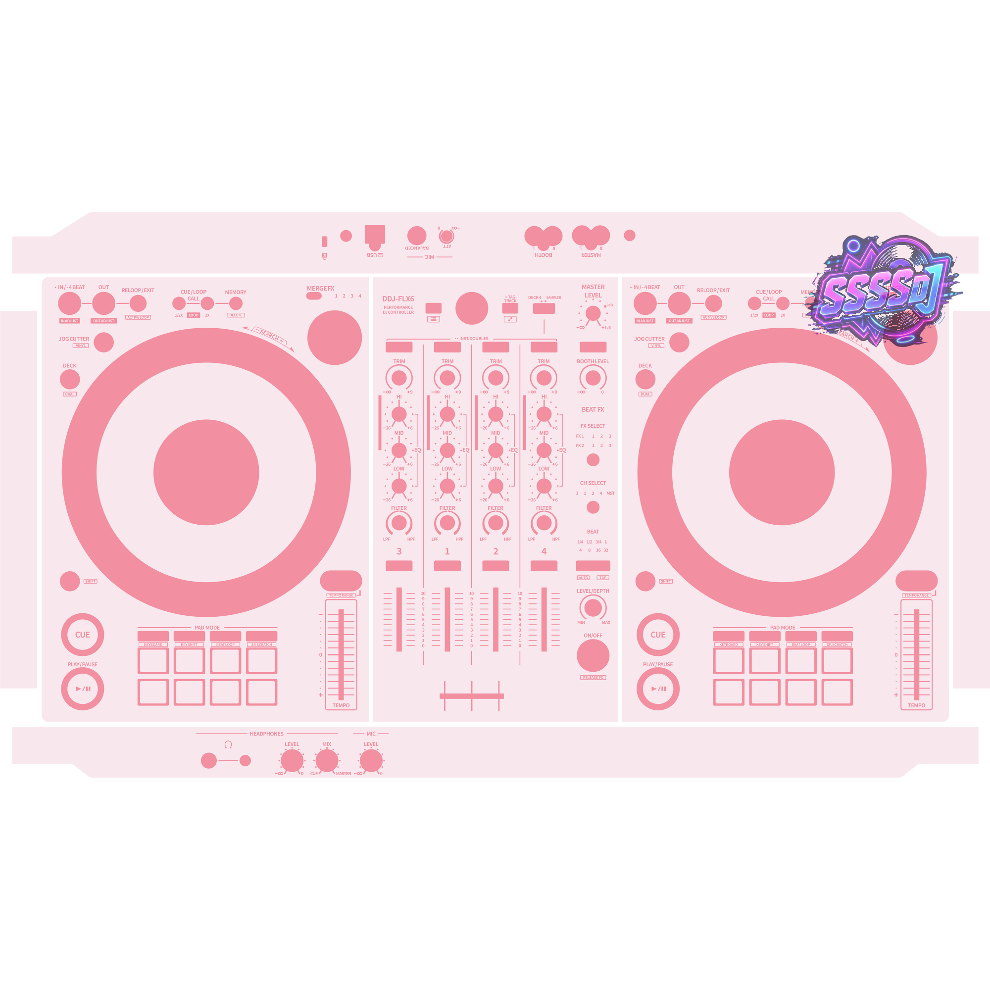 DDJ-FLX6 DJ Controller Skin - Light Pink Solid Color Design