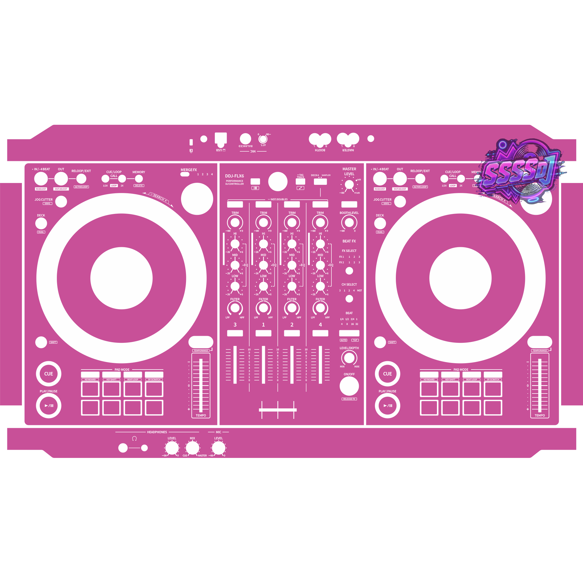DDJ-FLX6 DJ Controller Skin - Pink Purple Solid Color Design