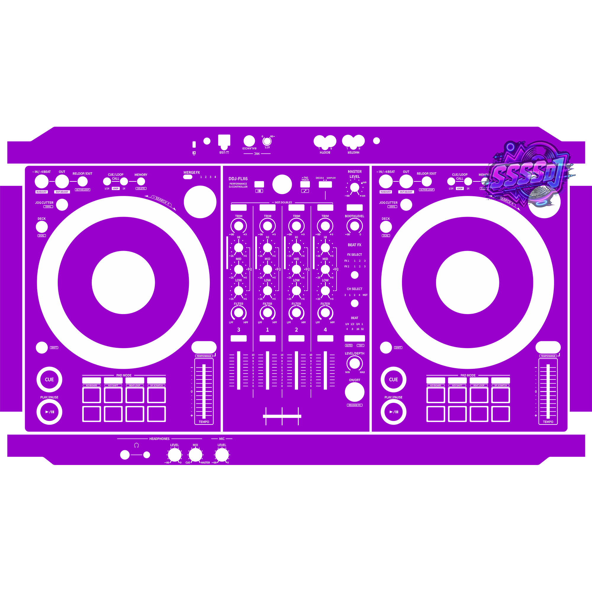 DDJ-FLX6 DJ Controller Skin - Purple Solid Color Design