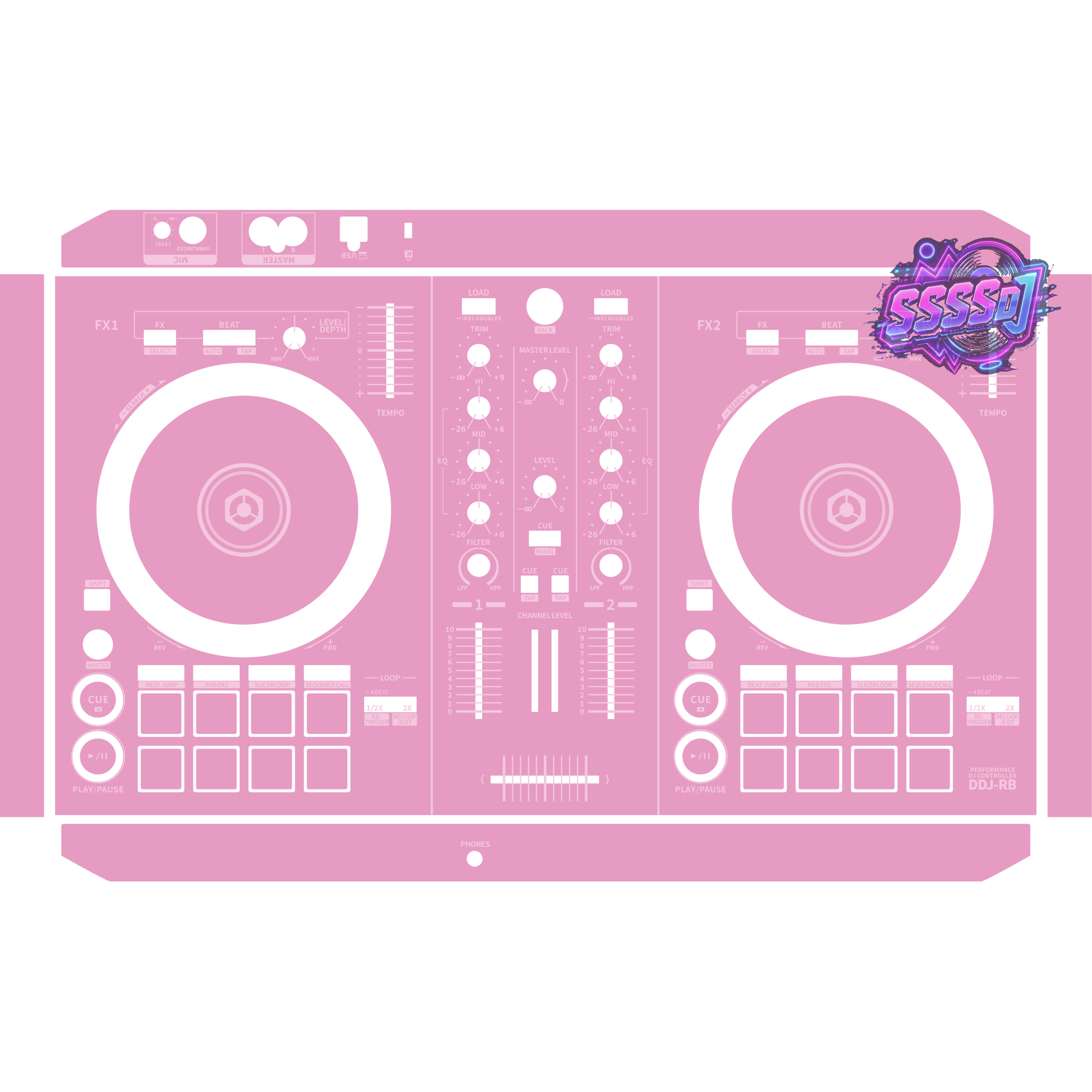 DDJ-RB DJ Controller Skin - Barbie Pink Solid Color Design