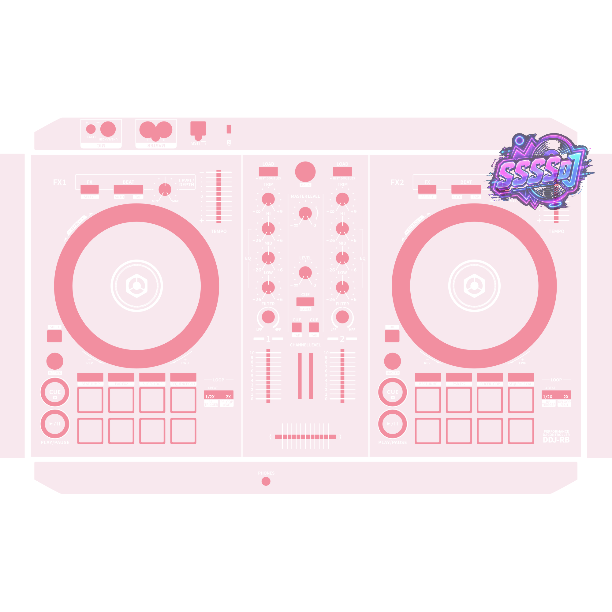 DDJ-RB DJ Controller Skin - Light Pink Solid Color Design