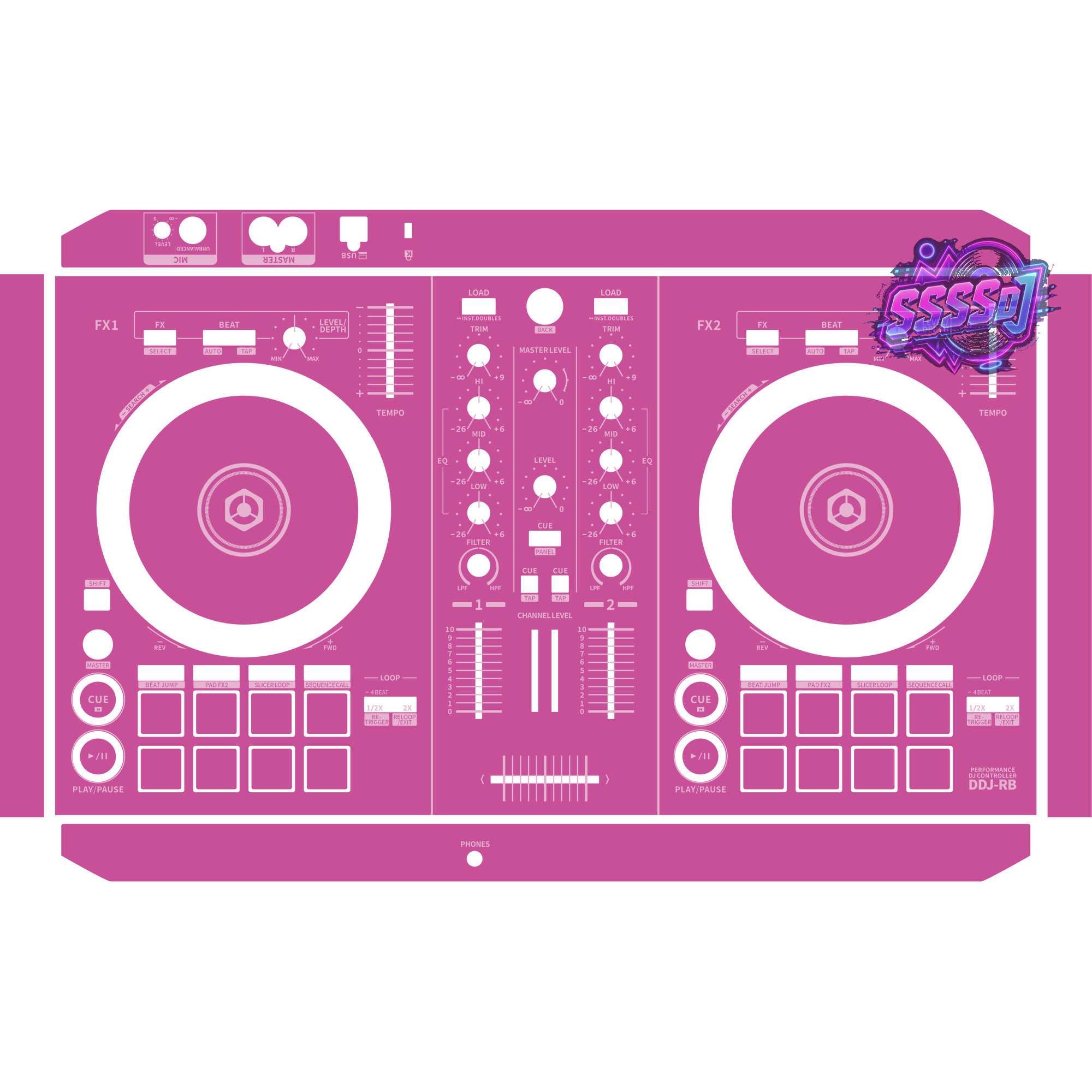 DDJ-RB DJ Controller Skin - Pink Purple Solid Color Design