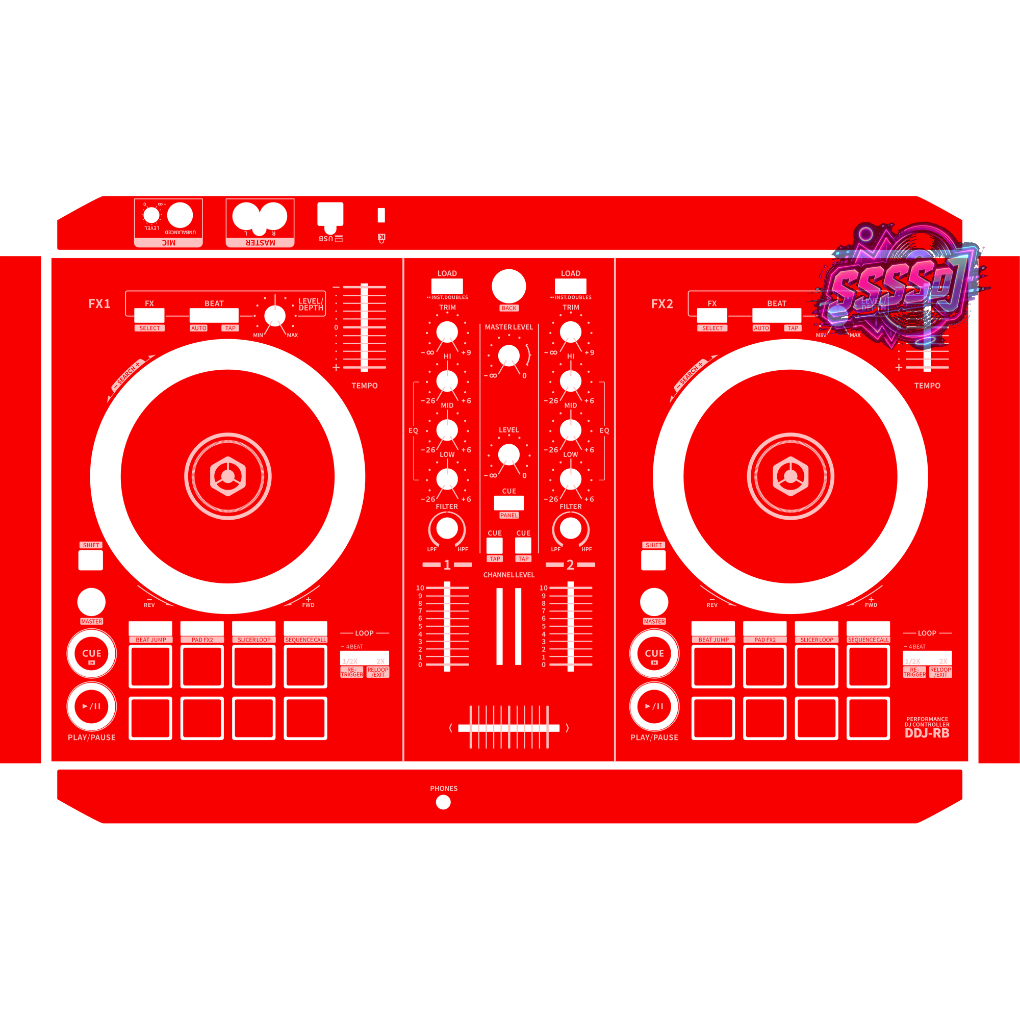 DDJ-RB DJ Controller Skin - Red Solid Color Design