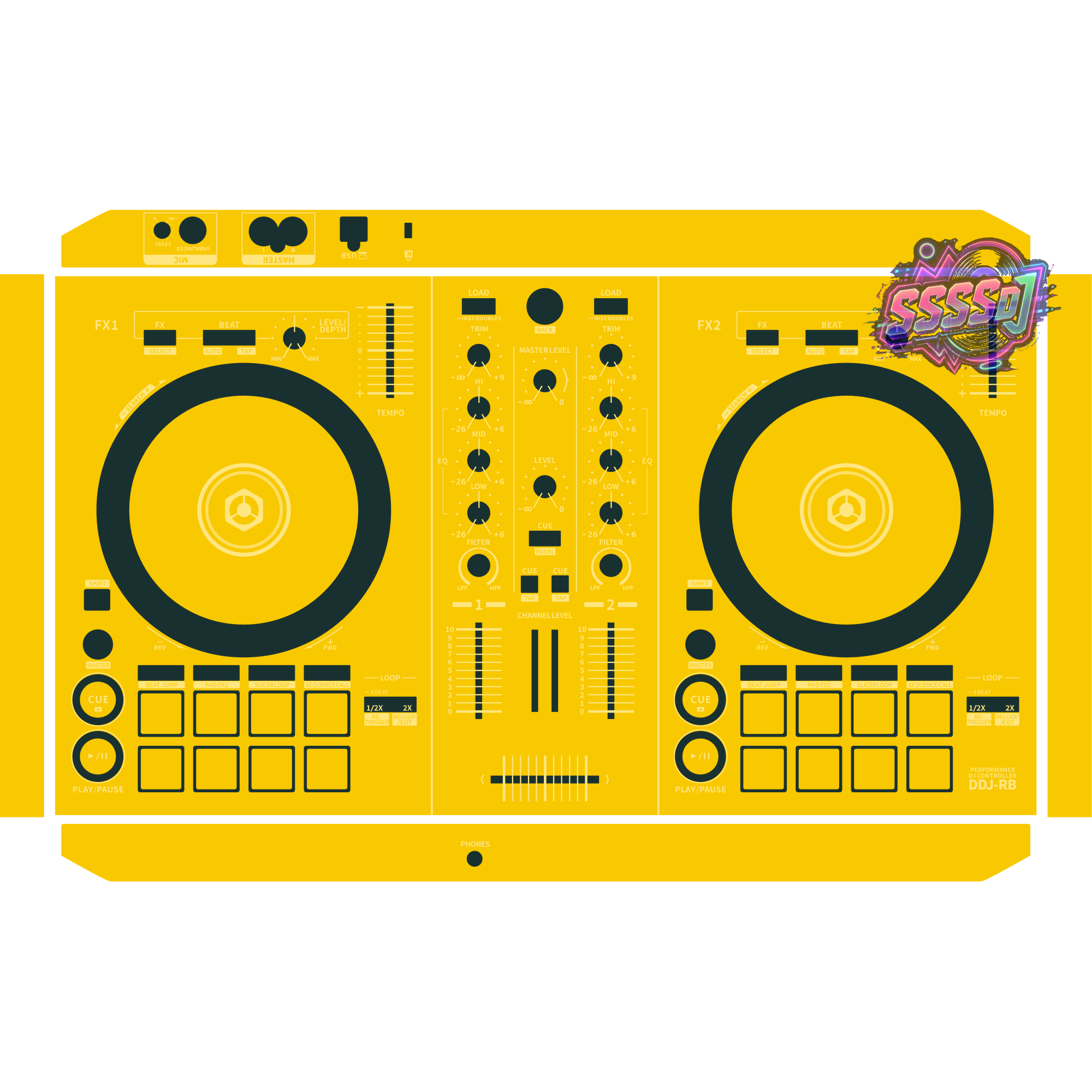 DDJ-RB DJ Controller Skin - Yellow Solid Color Design