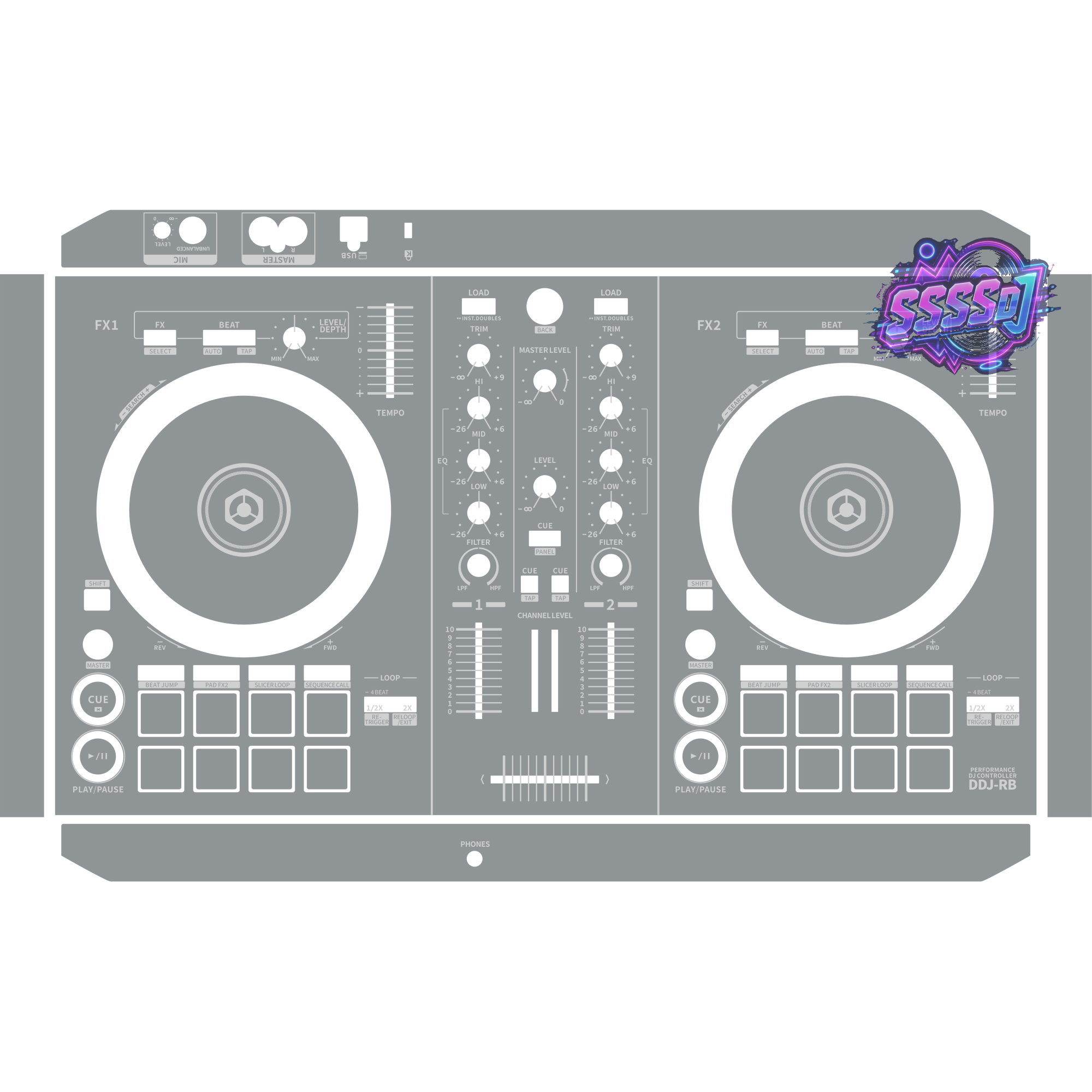DDJ-RB DJ Controller Skin - Gray Solid Color Design