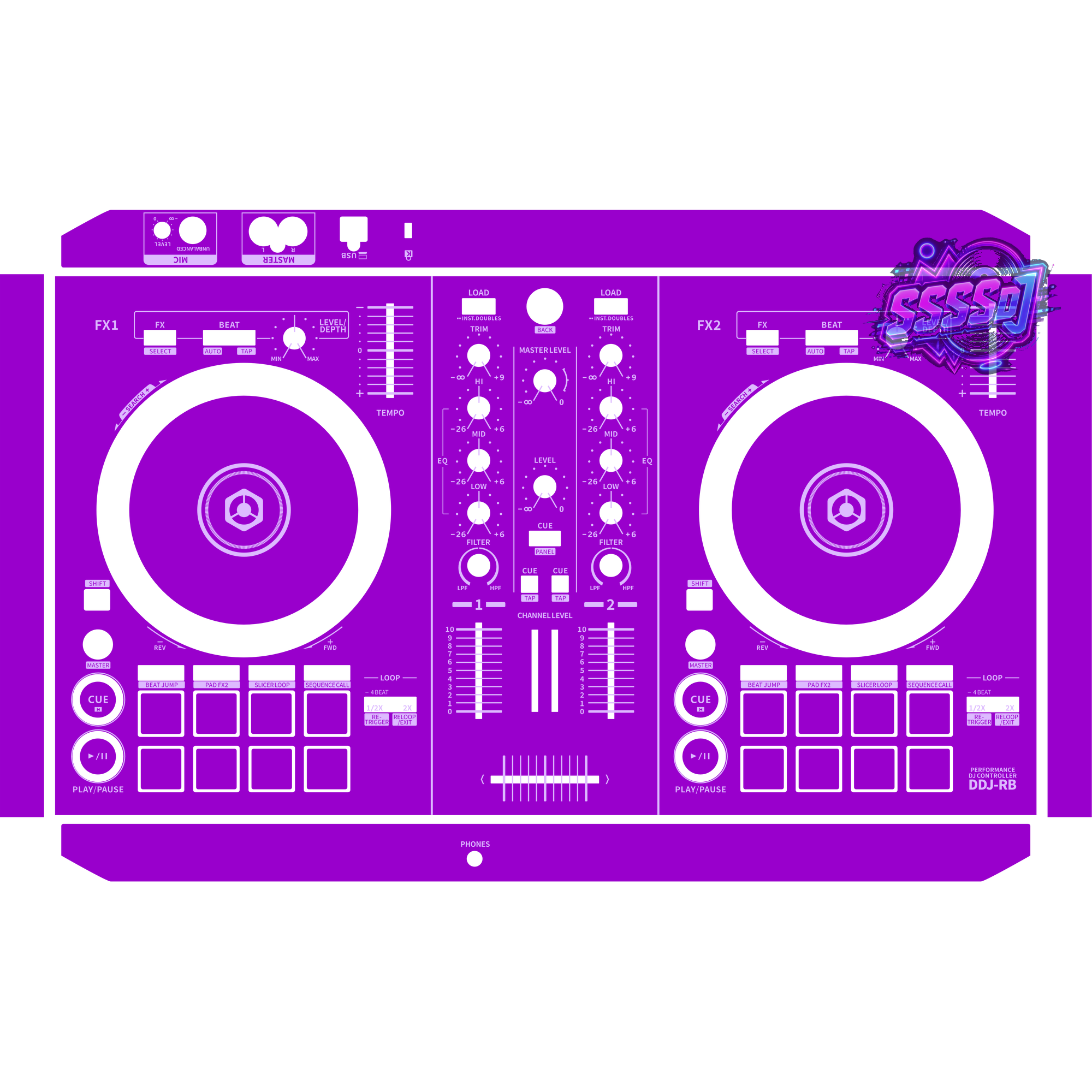 DDJ-RB DJ Controller Skin - Purple Solid Color Design