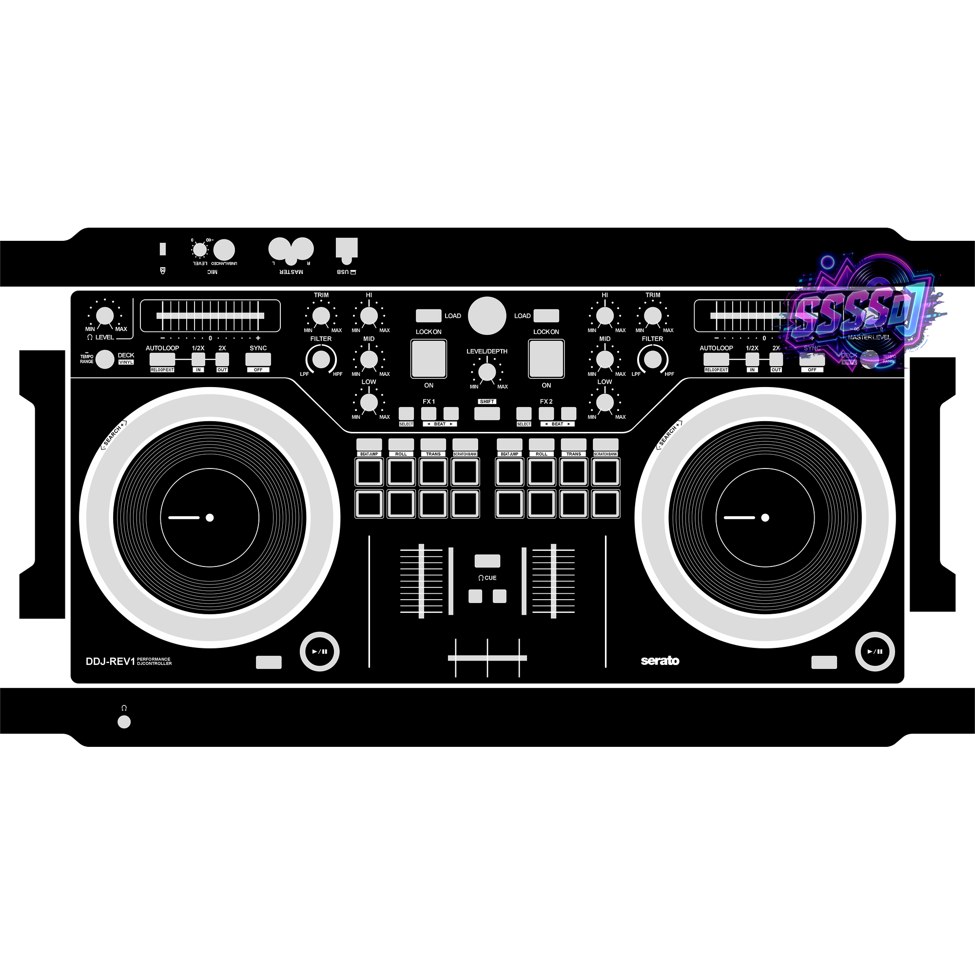 DDJ-REV1 DJ Controller Skin - Black Solid Color Design
