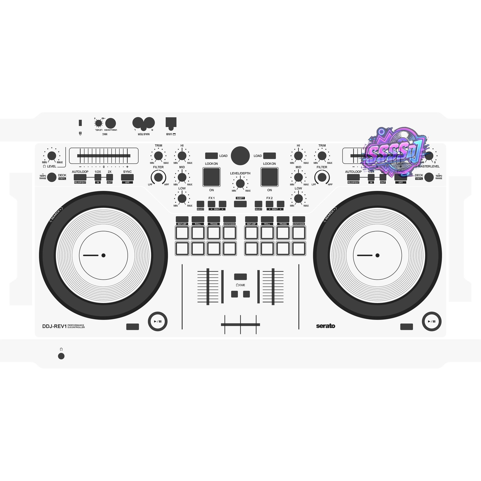 DDJ-REV1 DJ Controller Skin - White Solid Color Design