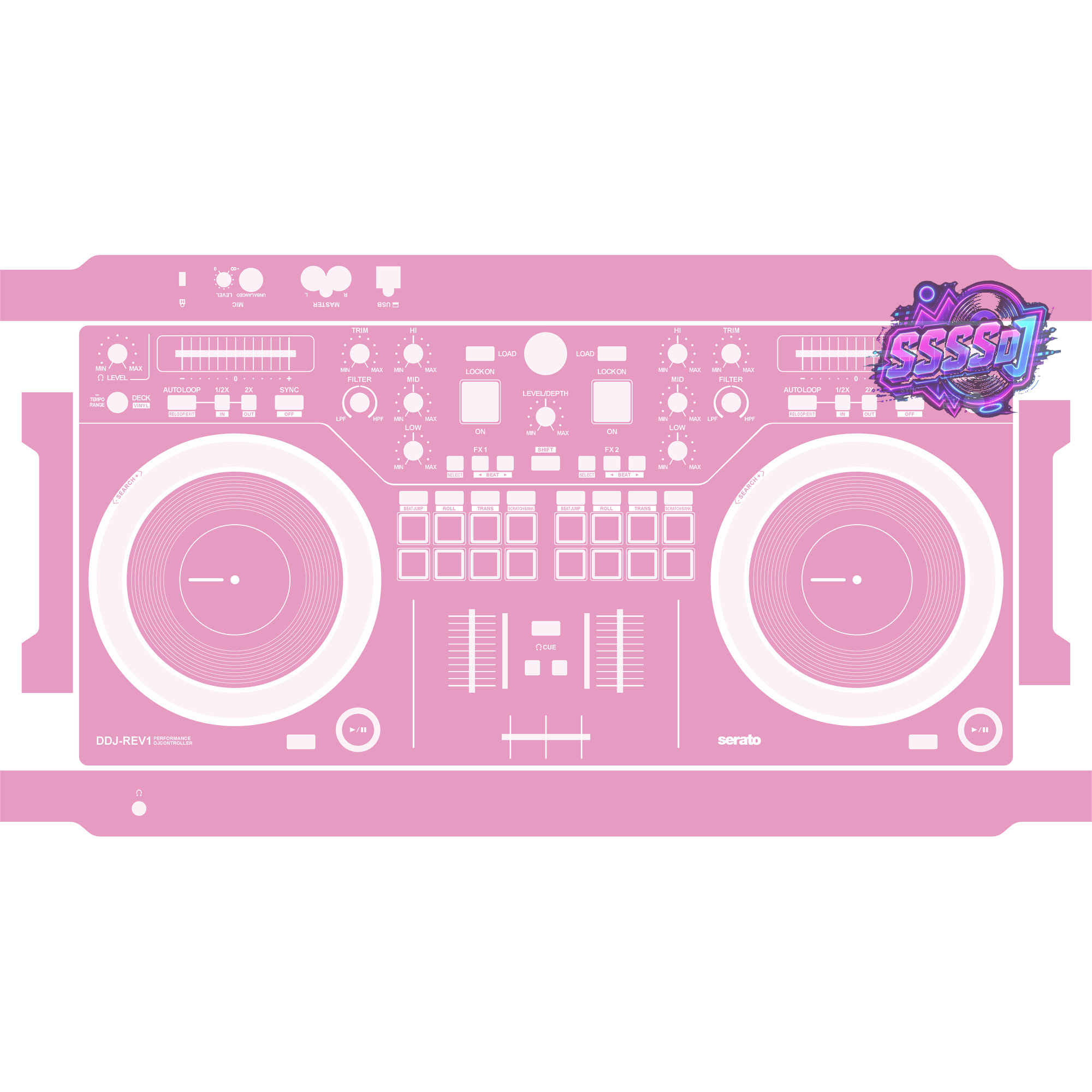 DDJ-REV1 DJ Controller Skin - Barbie Pink Solid Color Design