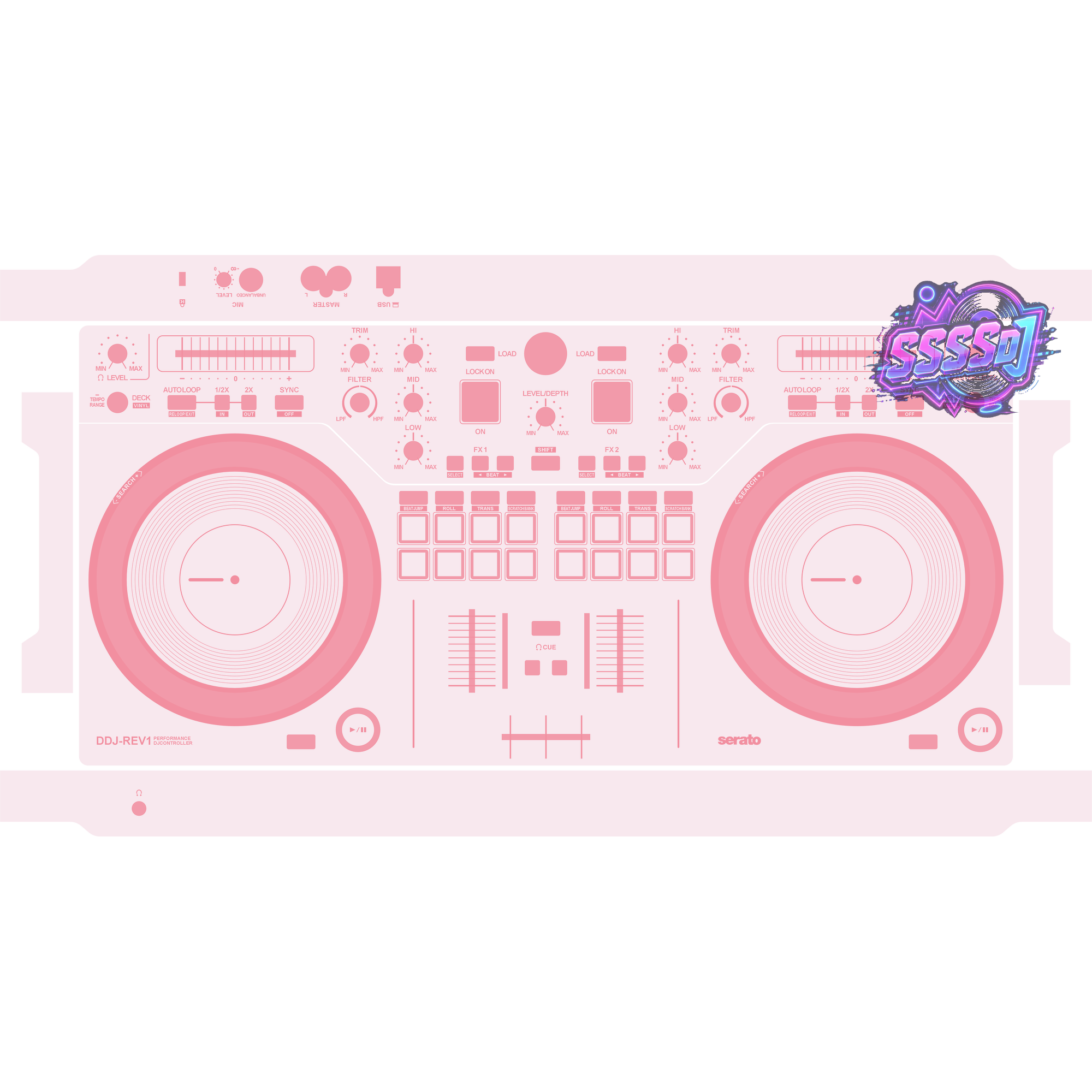 DDJ-REV1 DJ Controller Skin - Light Pink Solid Color Design