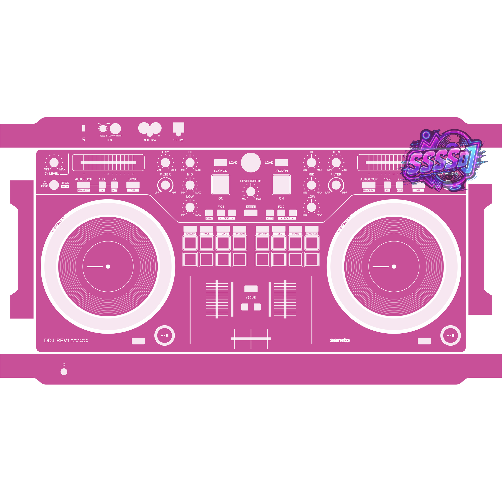 DDJ-REV1 DJ Controller Skin - Pink Purple Solid Color Design