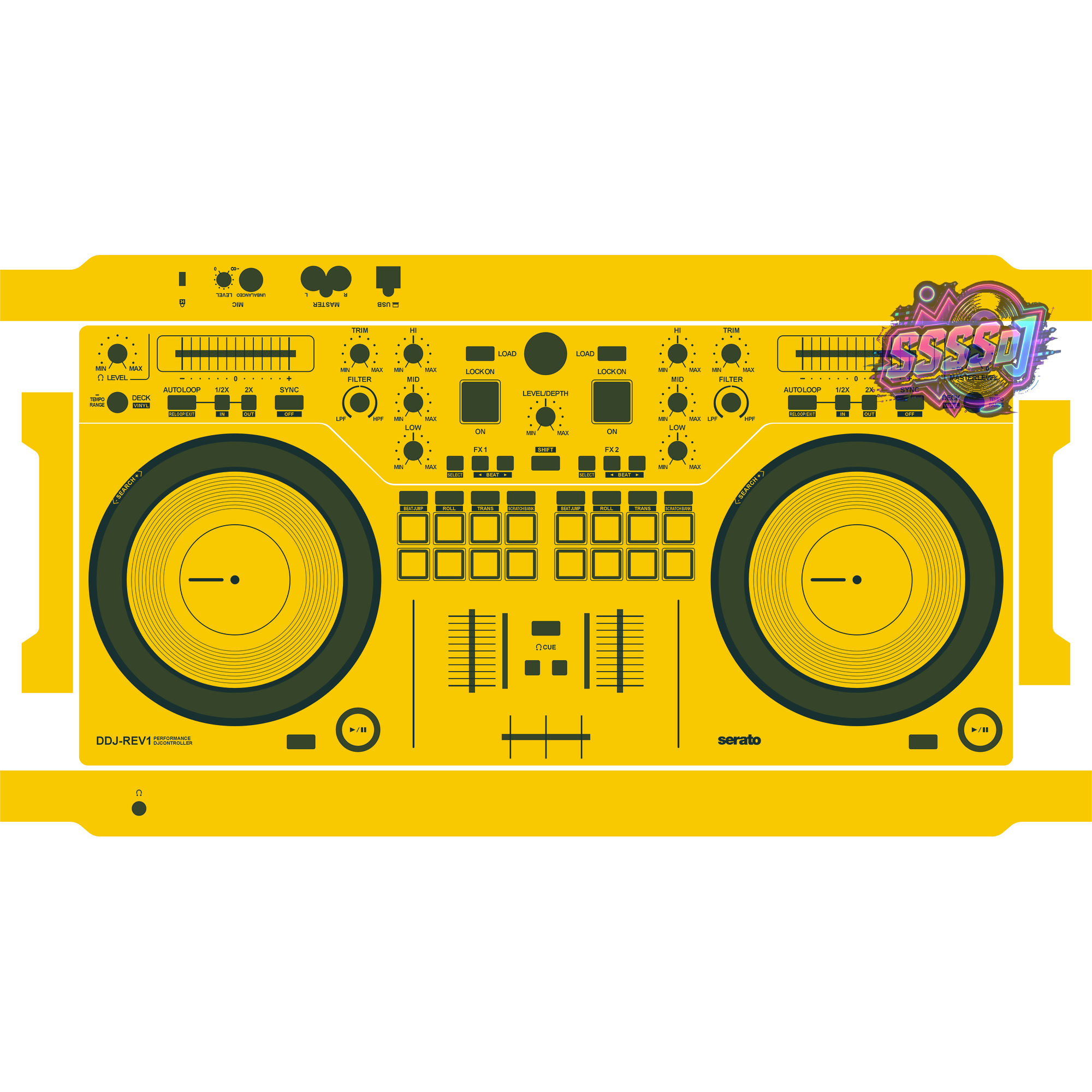 DDJ-REV1 DJ Controller Skin - Yellow Solid Color Design