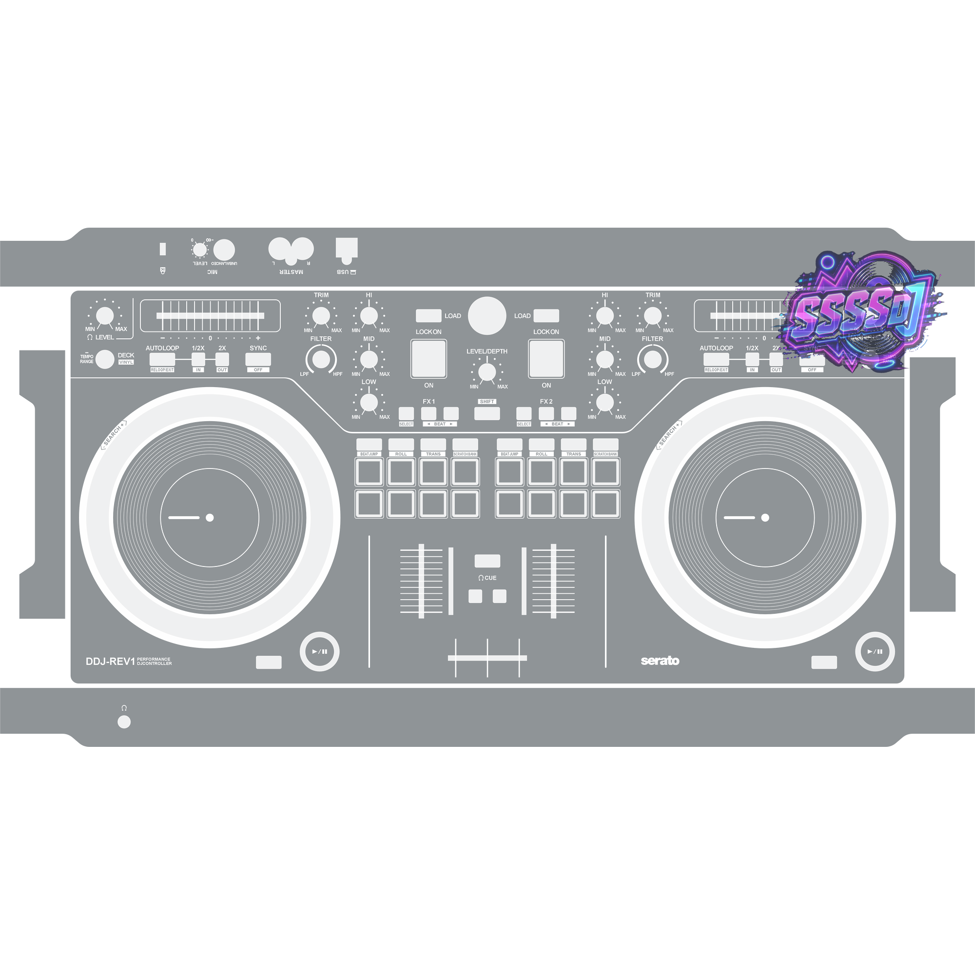 DDJ-REV1 DJ Controller Skin - Gray Solid Color Design