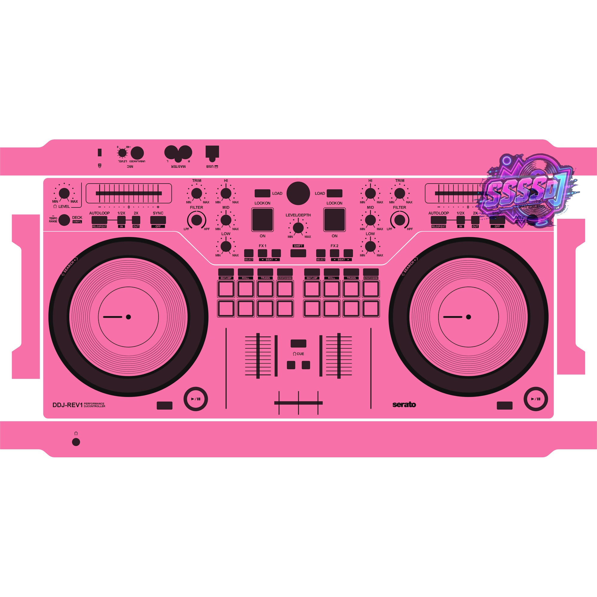 DDJ-REV1 DJ Controller Skin - Hot Pink Solid Color Design