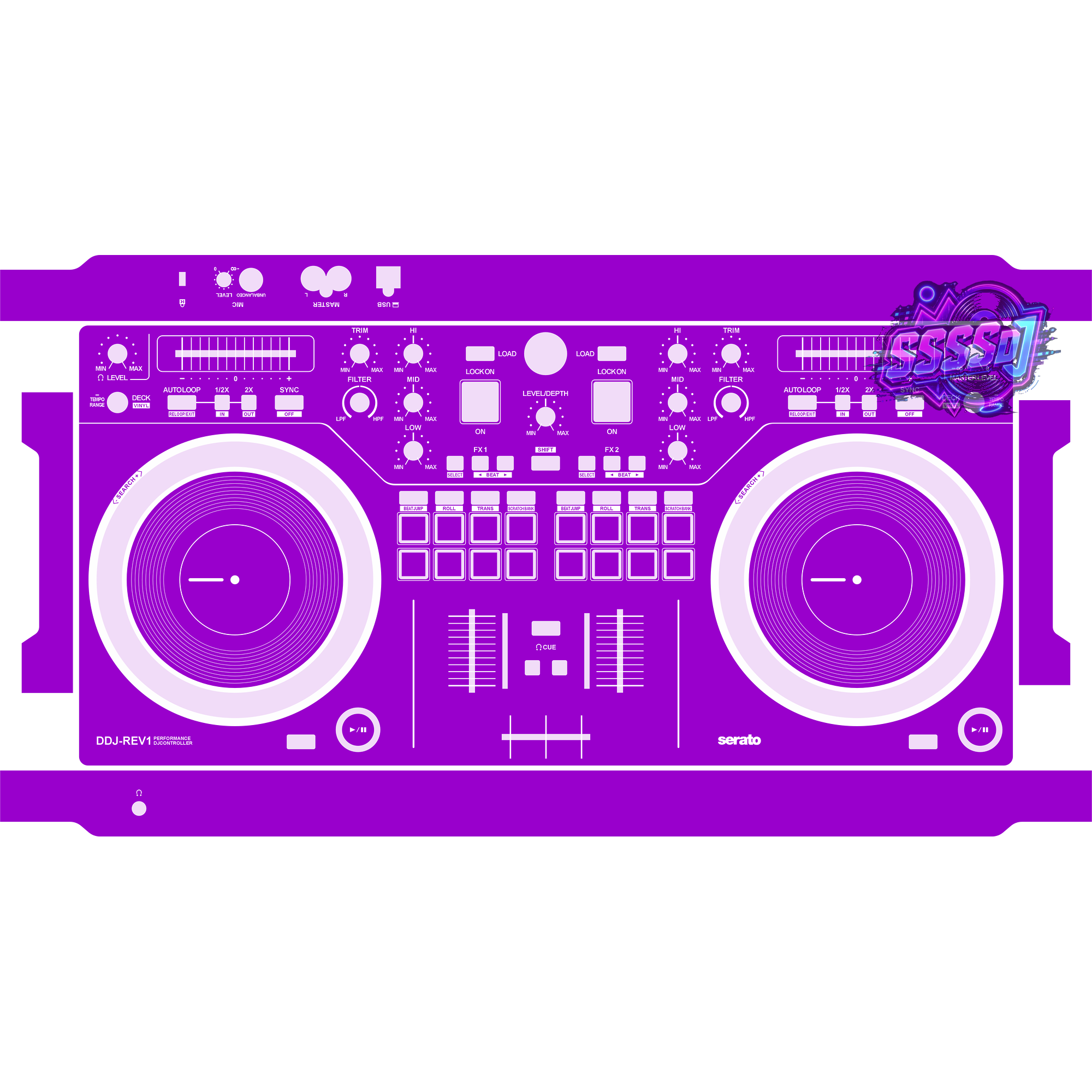 DDJ-REV1 DJ Controller Skin - Purple Solid Color Design