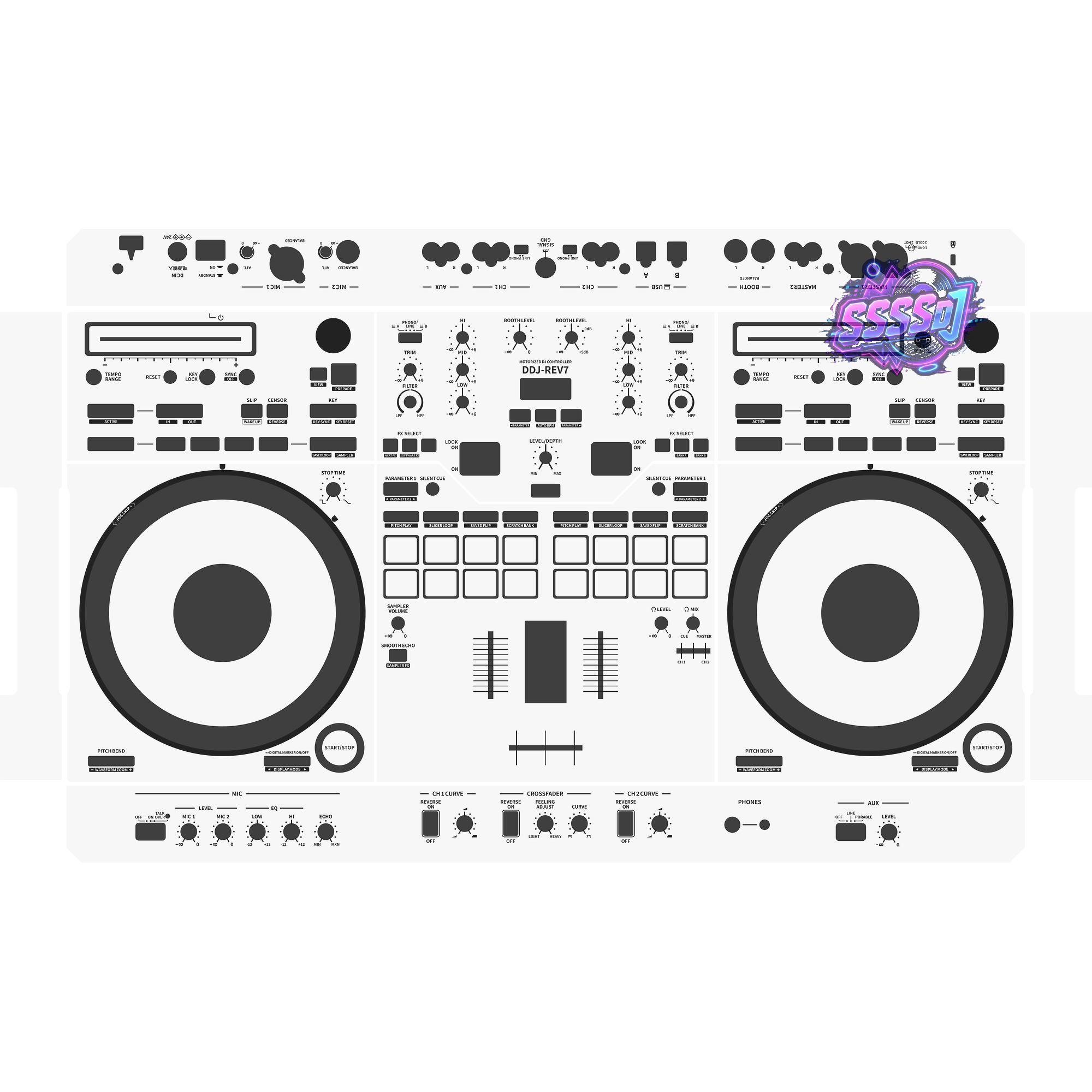 DDJ-REV7 DJ Controller Skin - White Solid Color Design