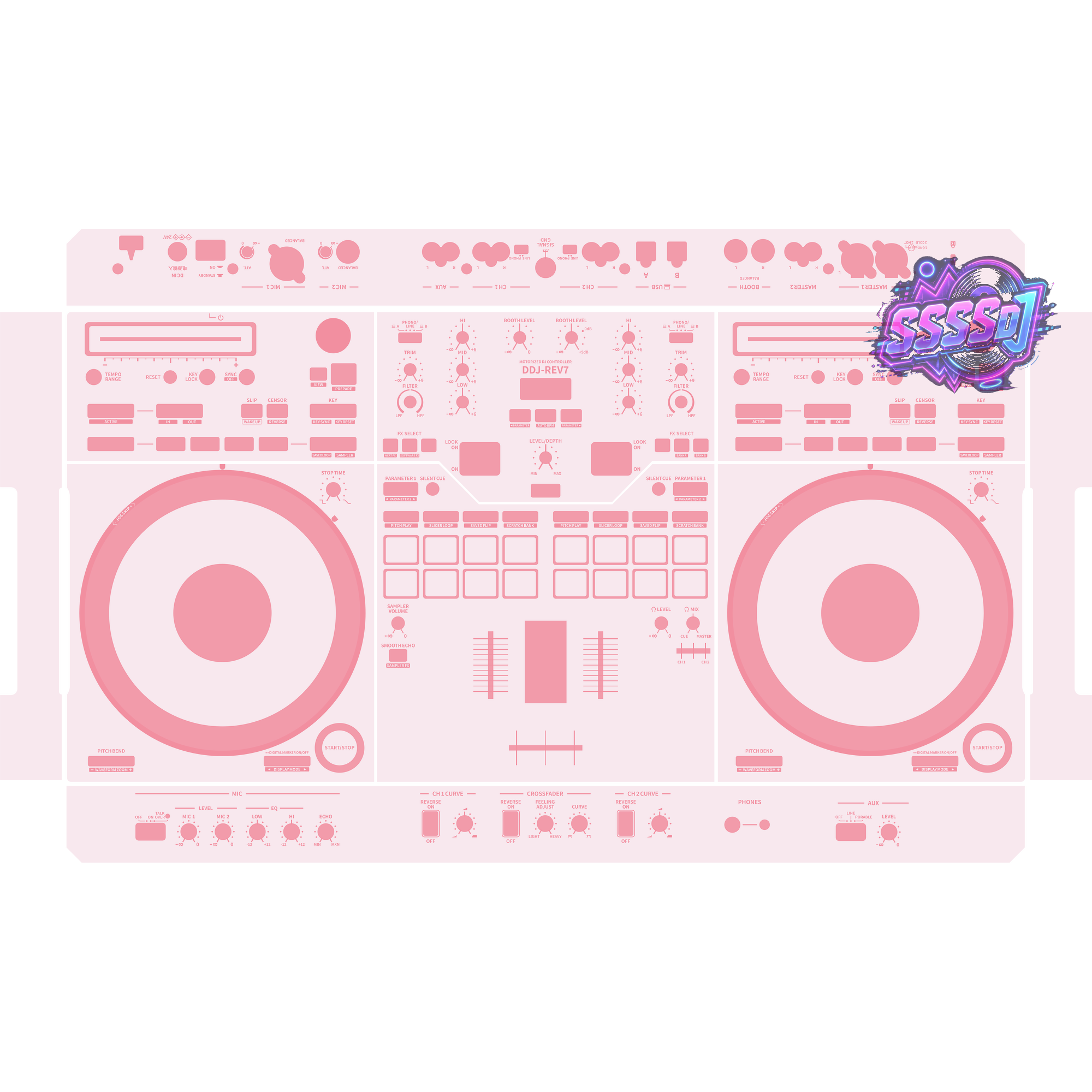 DDJ-REV7 DJ Controller Skin - Light Pink Solid Color Design